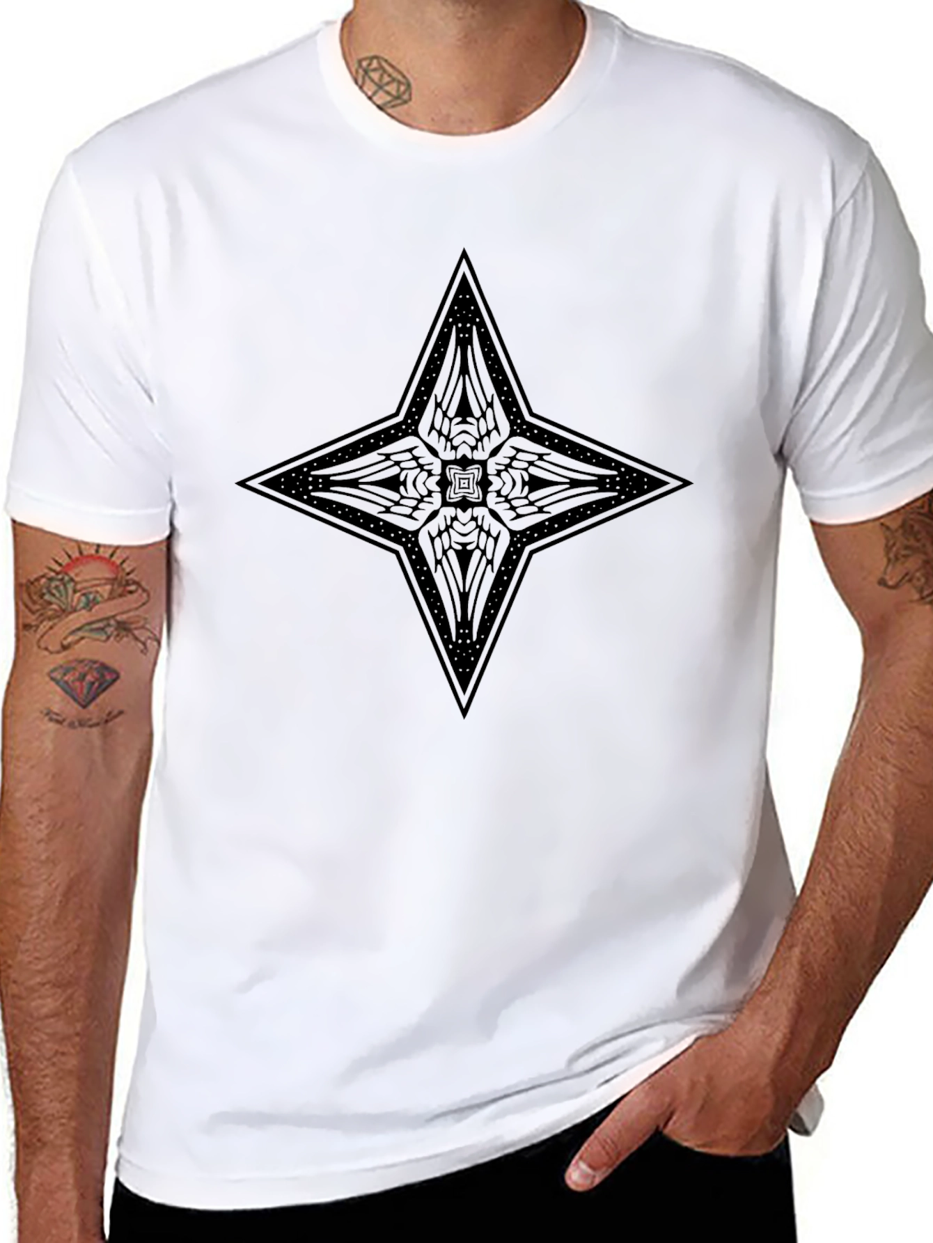 Gothic Star Graphic Print Black T-Shirt