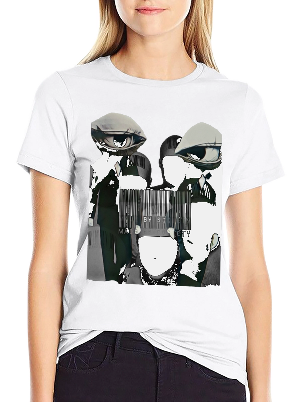 Abstract Anime Graphic Tee - Black