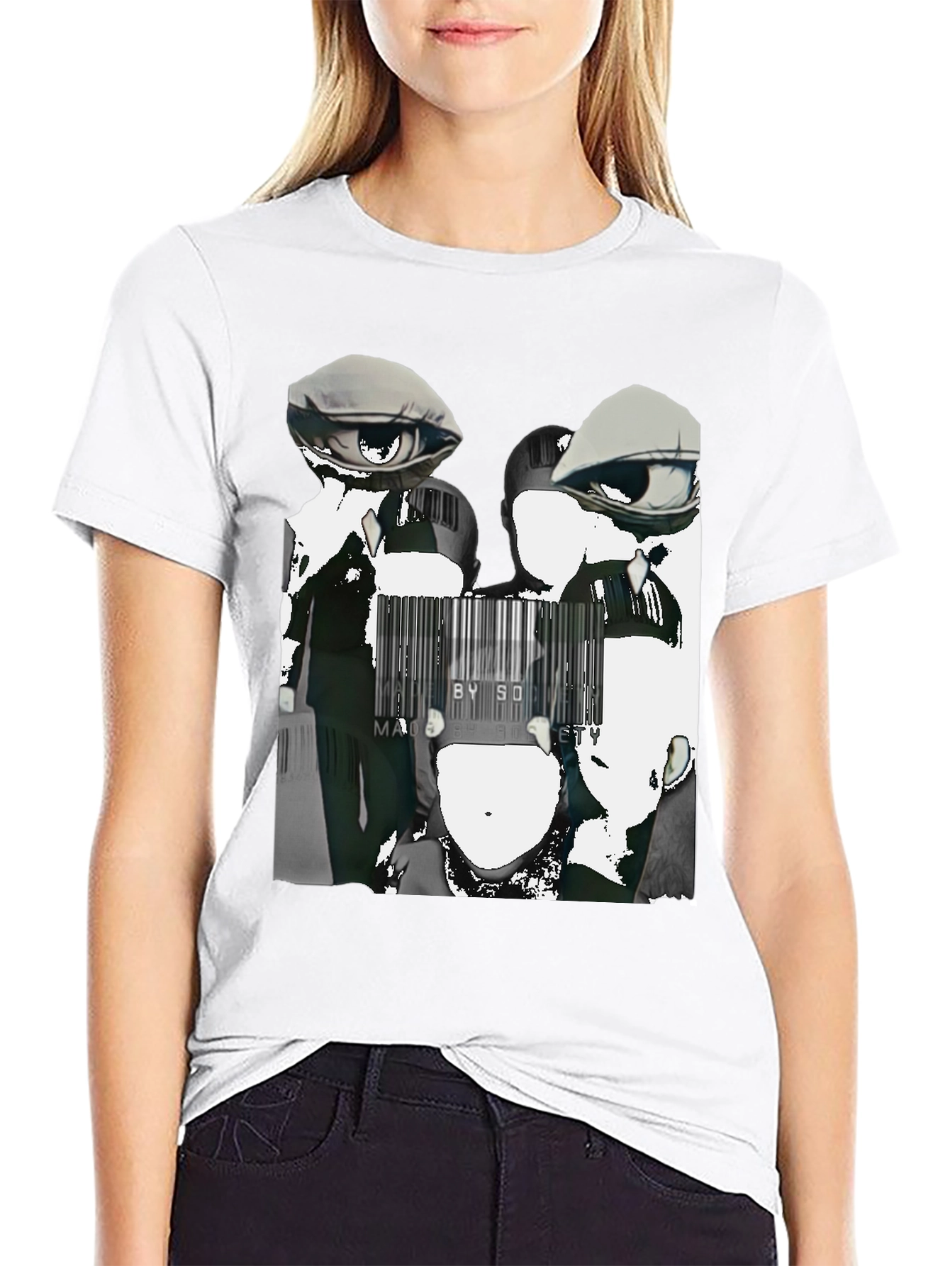 Abstract Anime Graphic Tee - Black