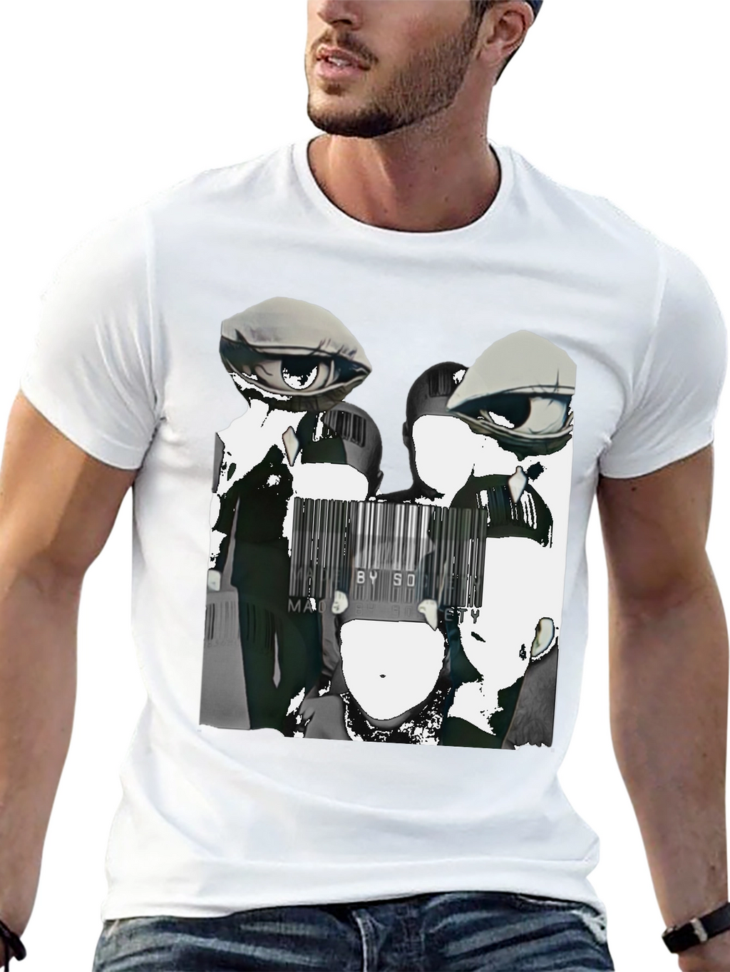 Abstract Anime Graphic Tee - Black