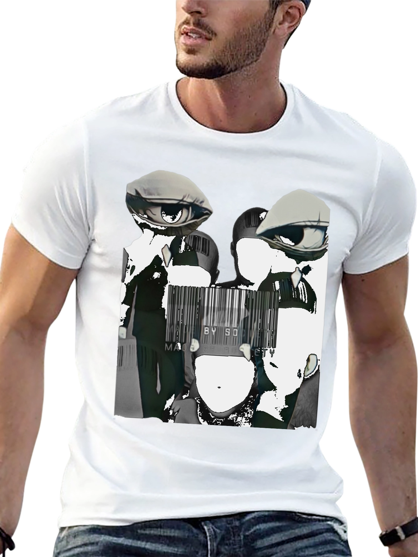 Abstract Anime Graphic Tee - Black
