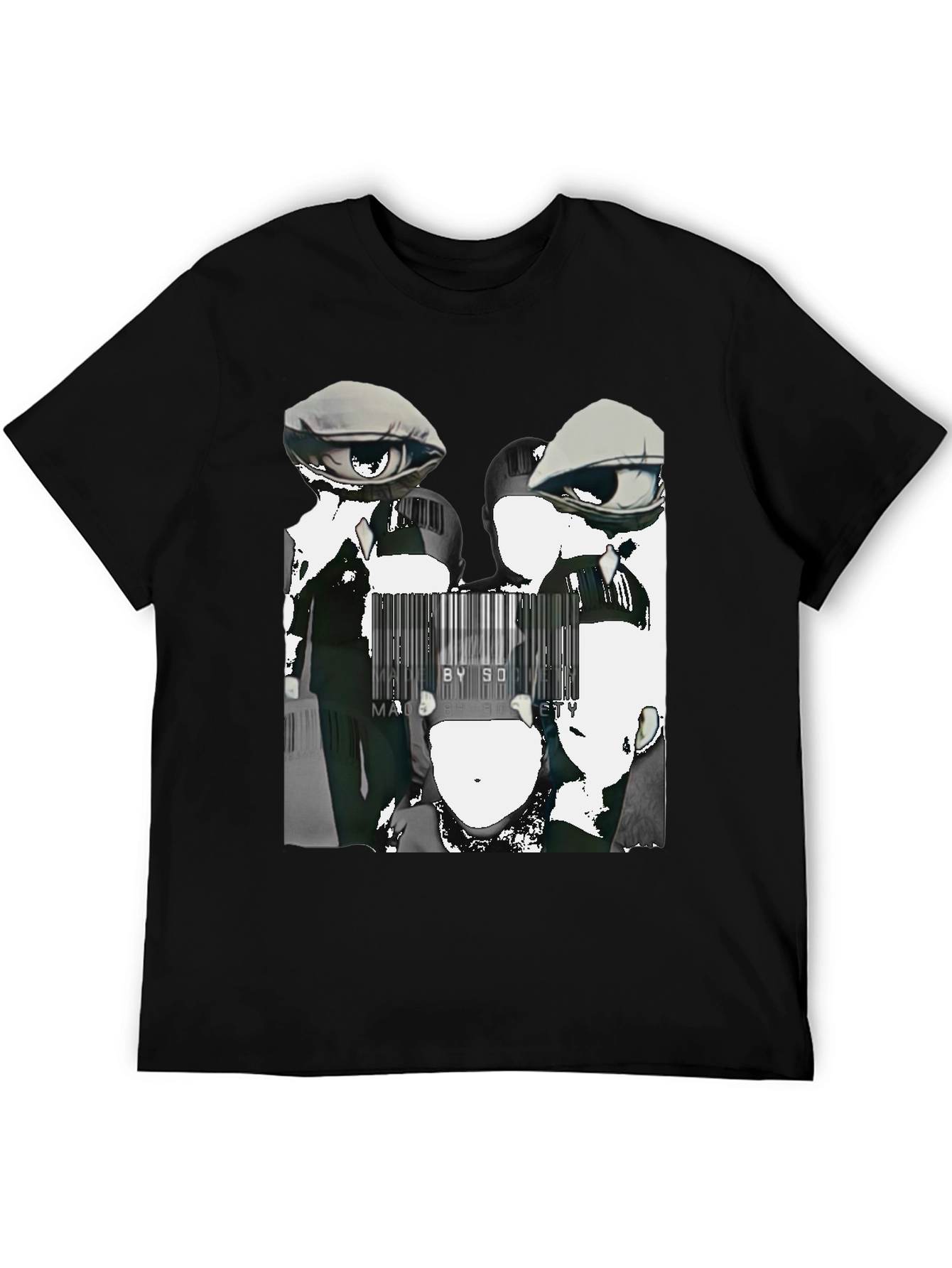 Abstract Anime Graphic Tee - Black