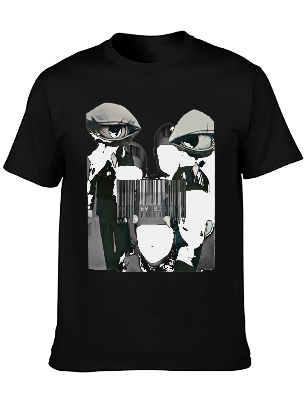 Abstract Anime Graphic Tee - Black