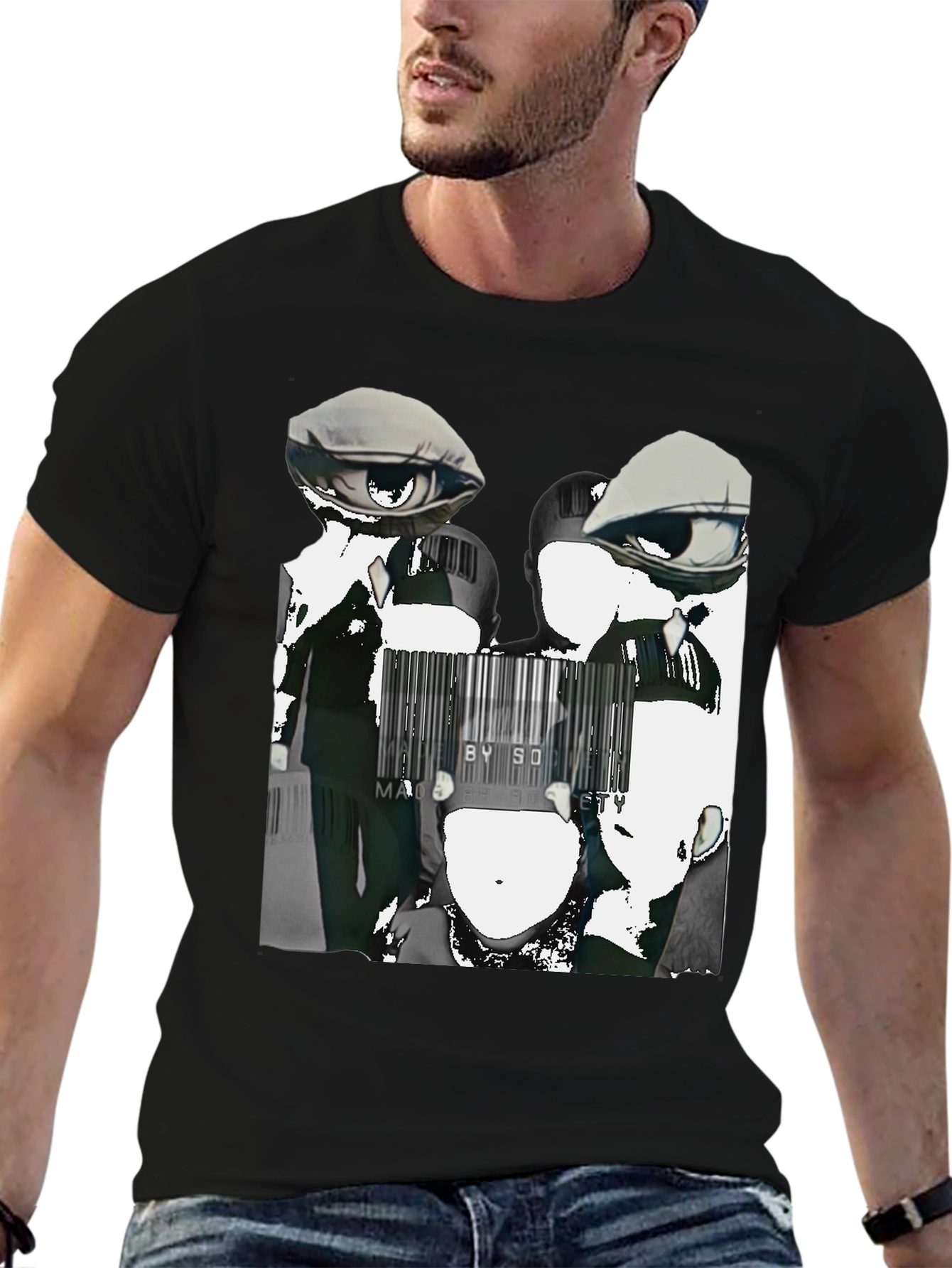 Abstract Anime Graphic Tee - Black