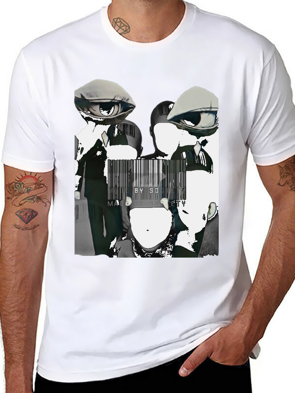 Abstract Anime Graphic Tee - Black