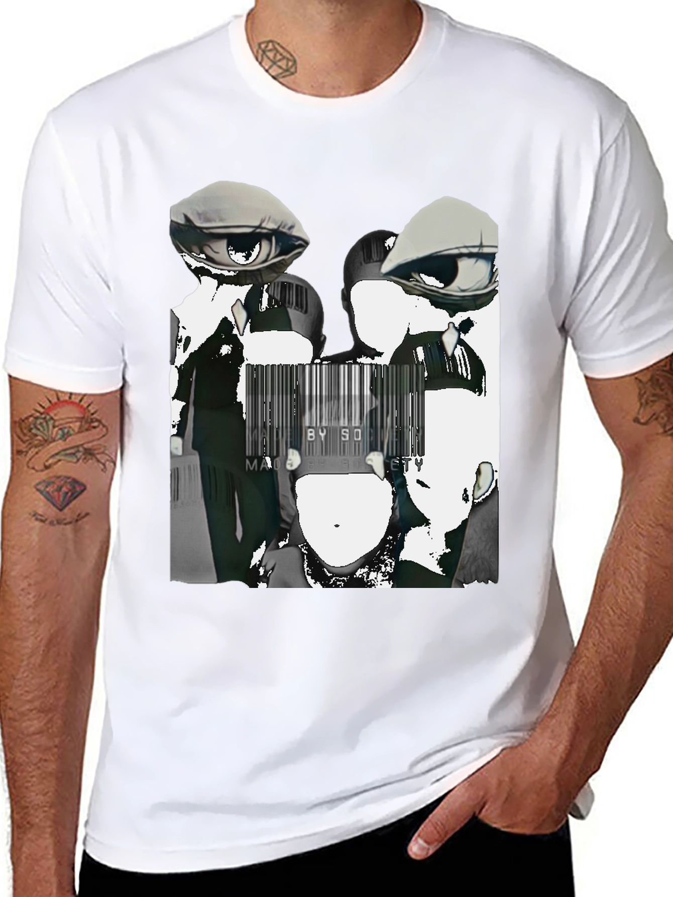 Abstract Anime Graphic Tee - Black