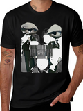 Abstract Anime Graphic Tee - Black