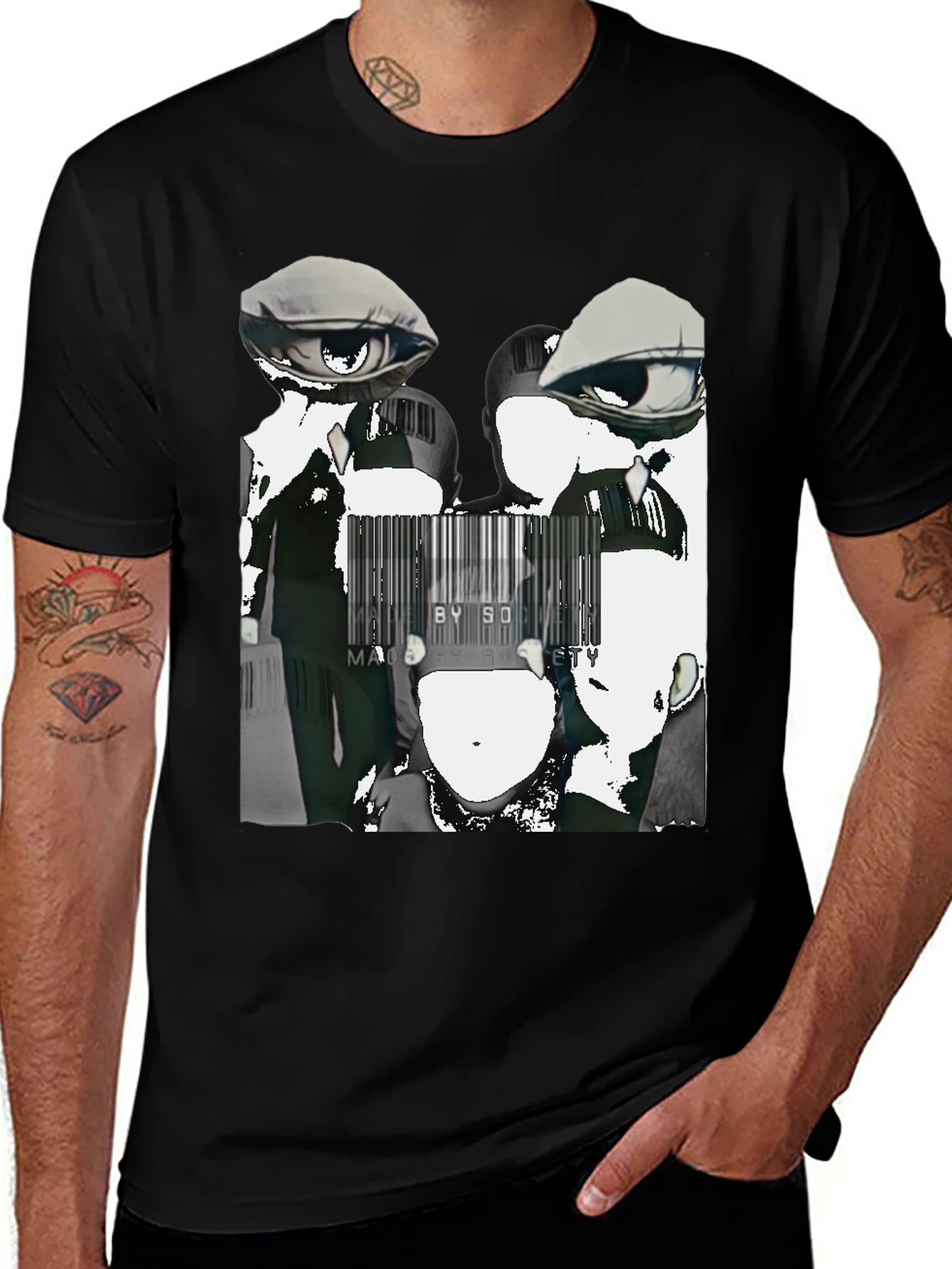 Abstract Anime Graphic Tee - Black