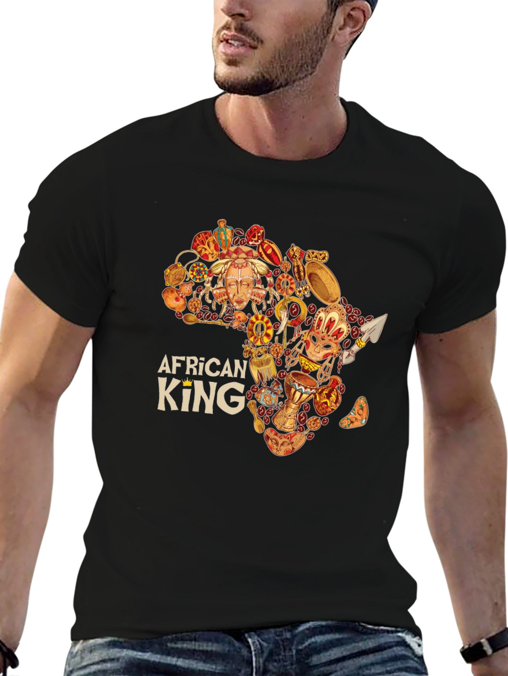 African King Black Graphic Tee