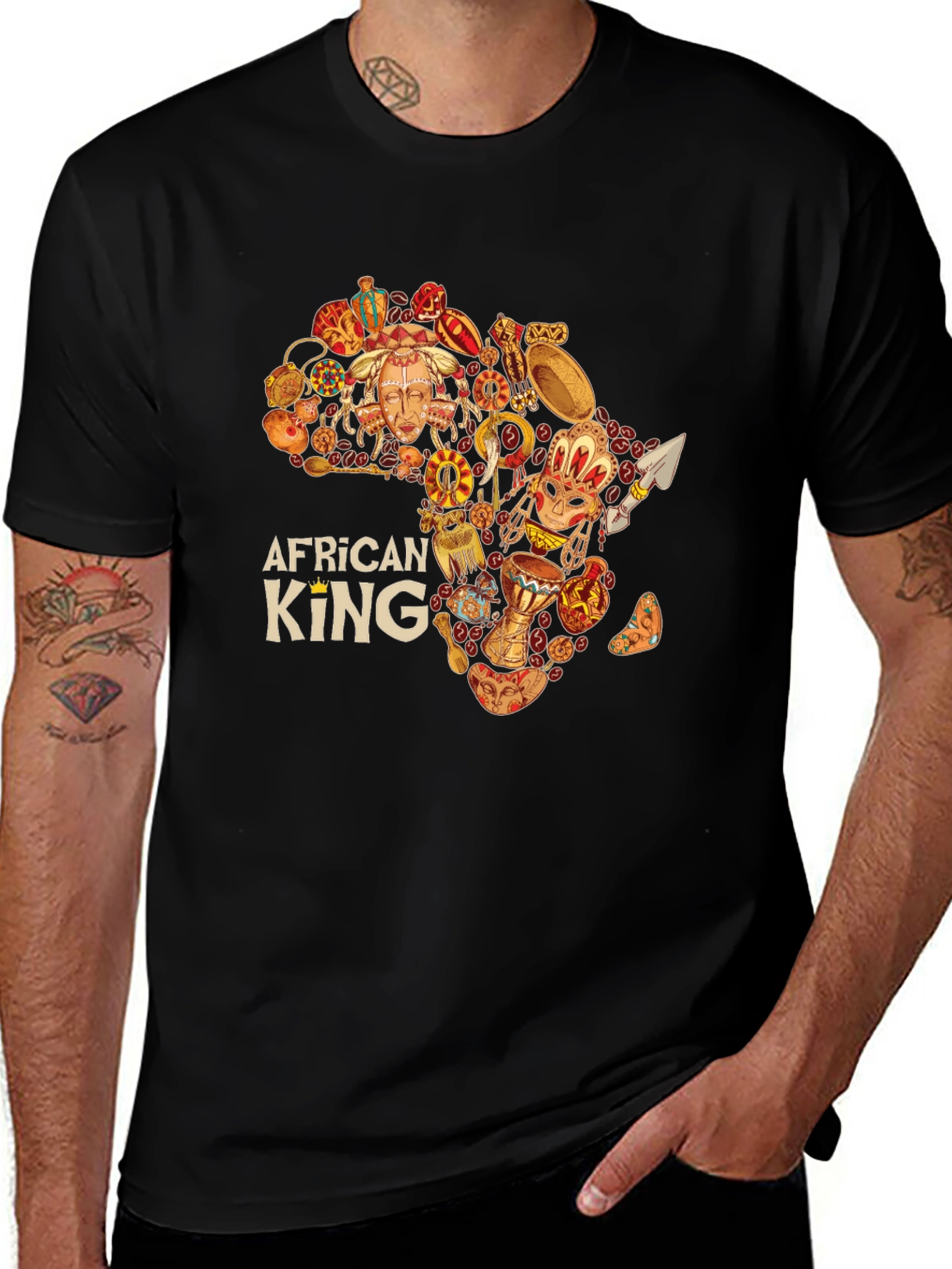 African King Black Graphic Tee