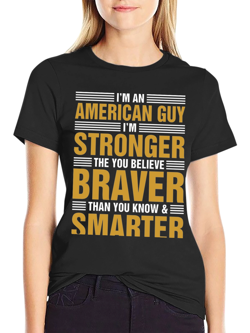 American Guy T-Shirt - Strong Brave and Smart