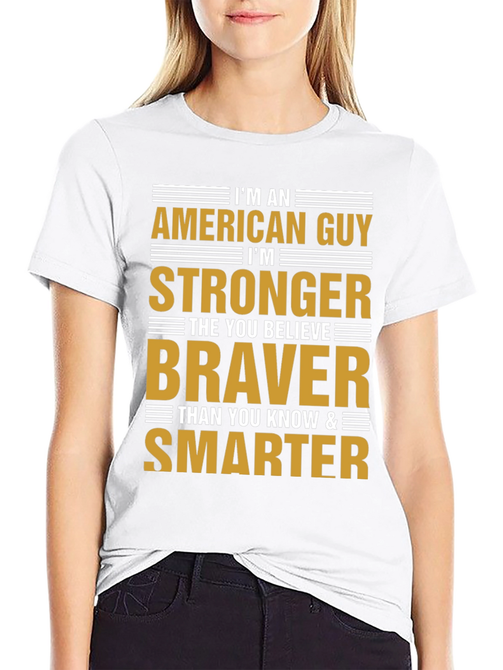 American Guy T-Shirt - Strong Brave and Smart