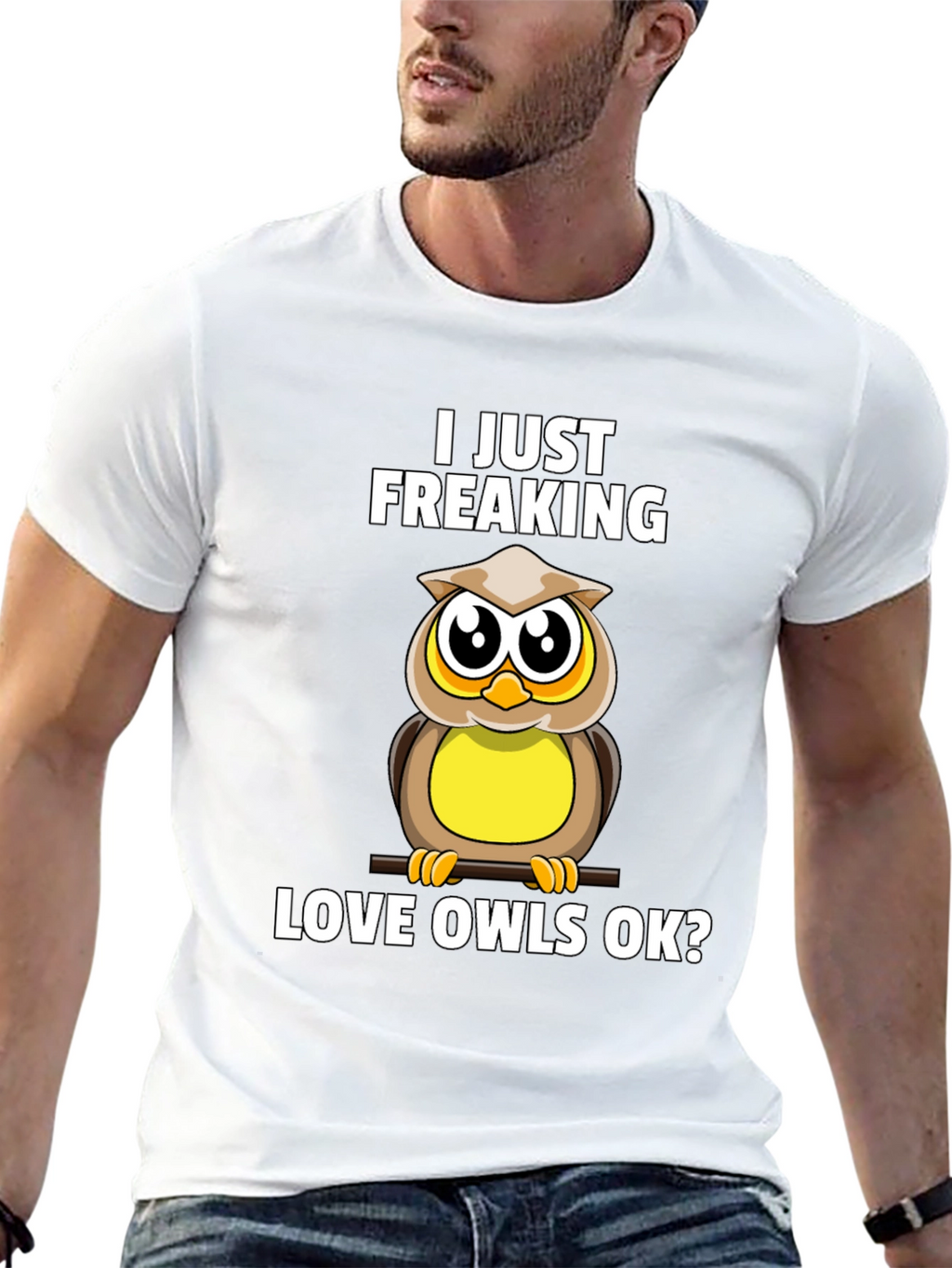 I Just Freaking Love Owls Black Graphic T-Shirt