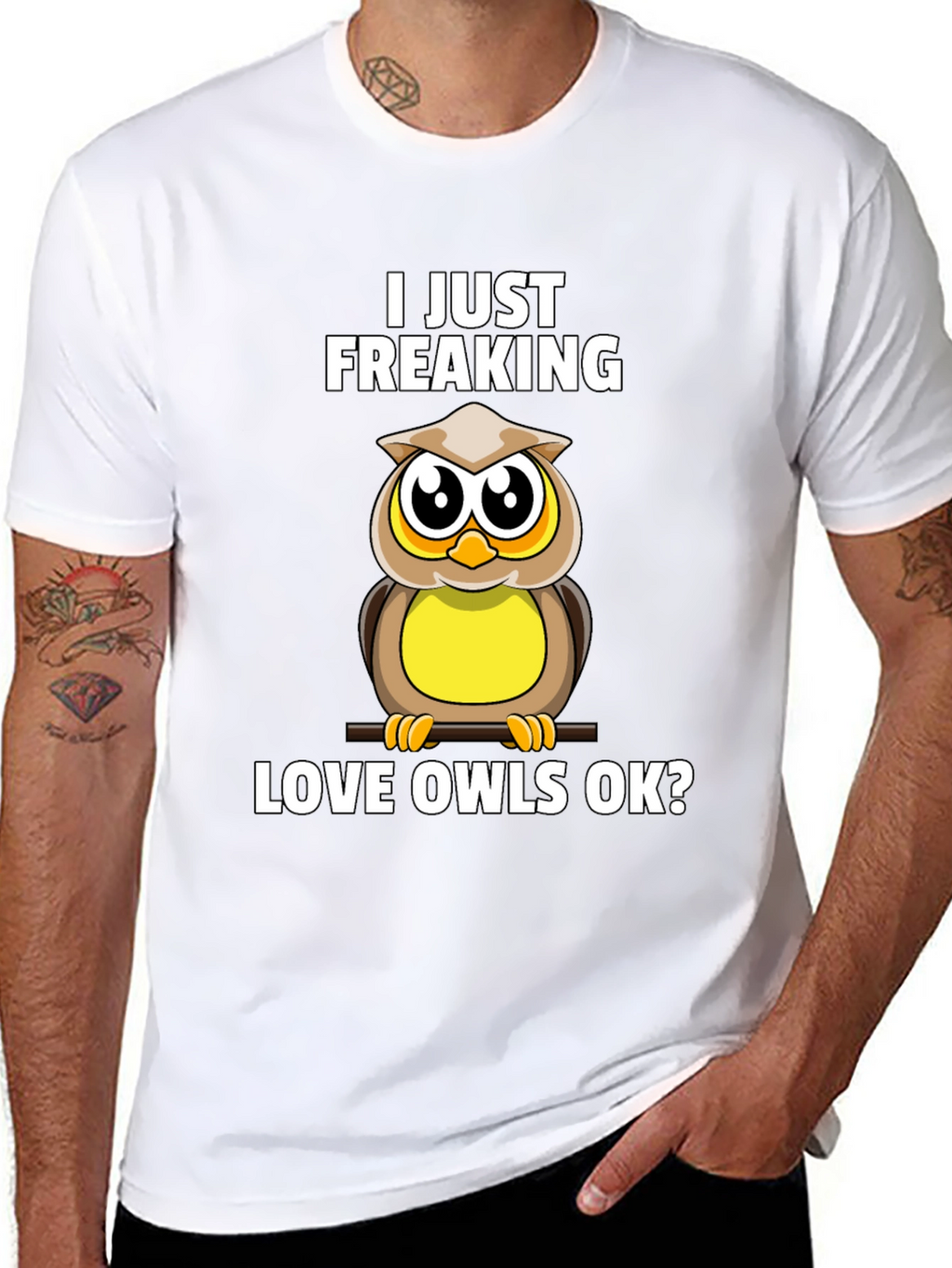 I Just Freaking Love Owls Black Graphic T-Shirt