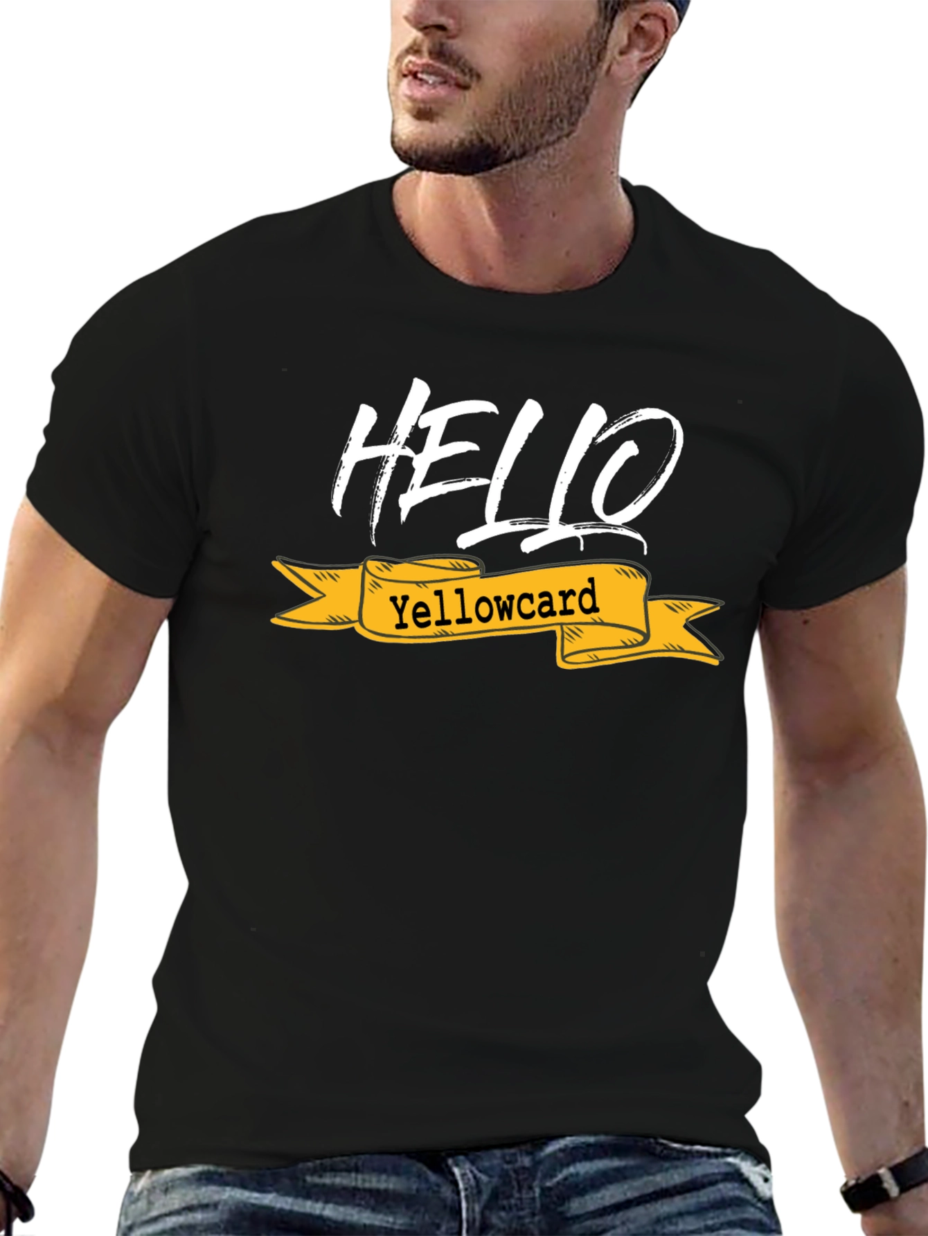 Hello Yellowcard Graphic Tee - Black Cotton T-Shirt