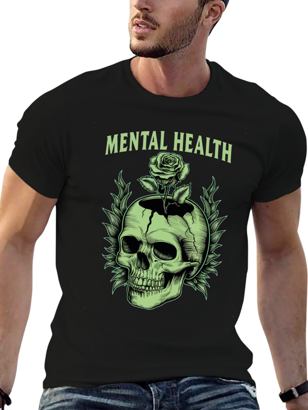 Mental Health Skull & Rose Graphic Tee