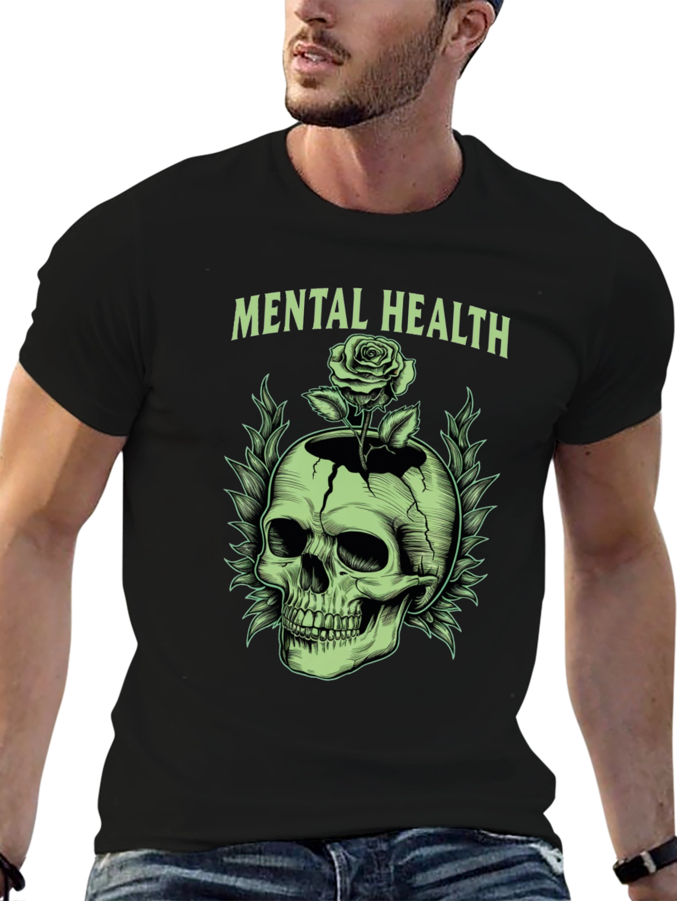 Mental Health Skull & Rose Graphic Tee