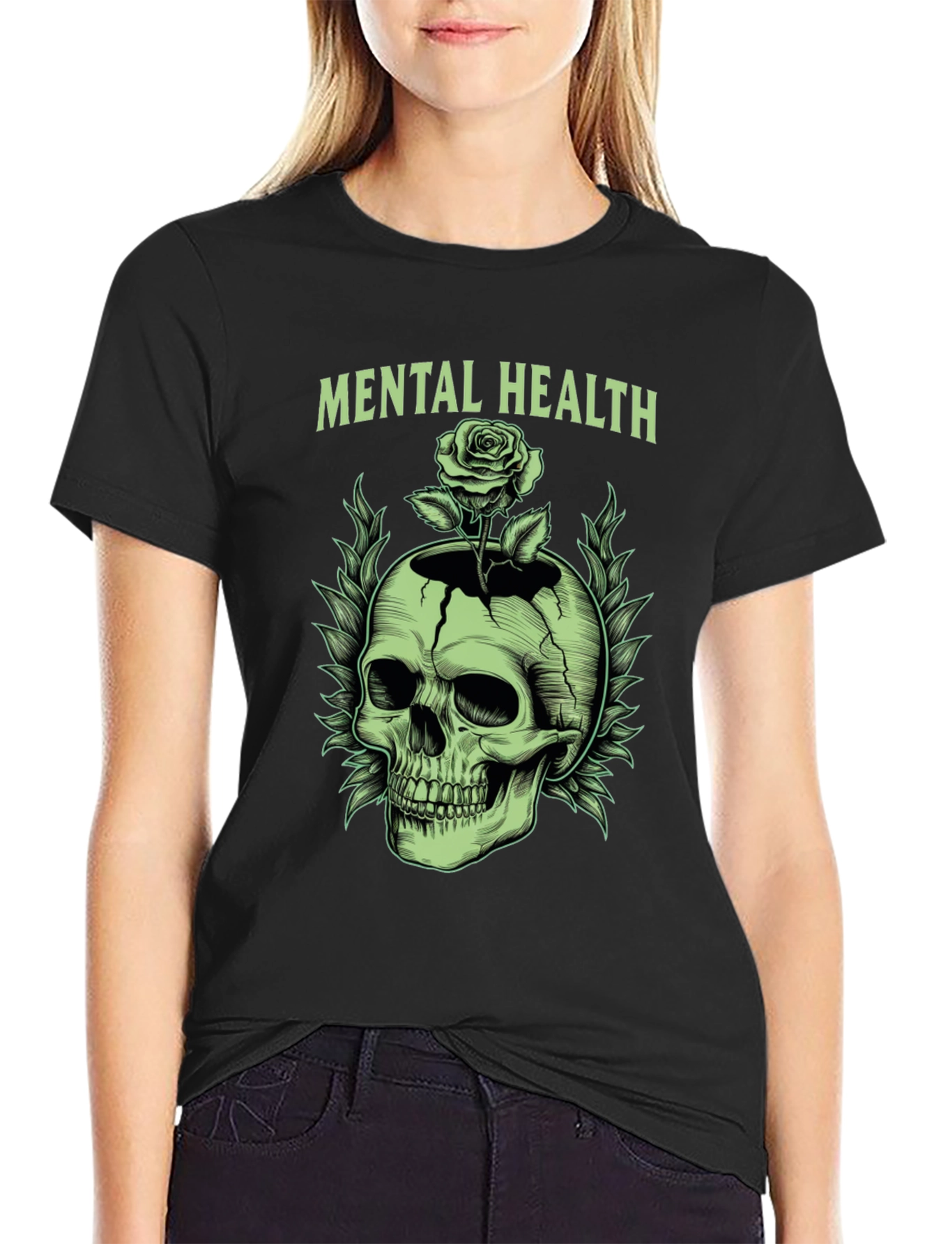 Mental Health Skull & Rose Graphic Tee
