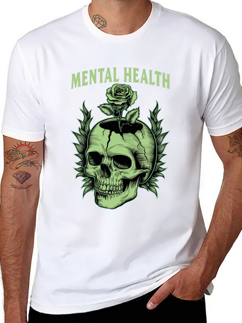 Mental Health Skull & Rose Graphic Tee