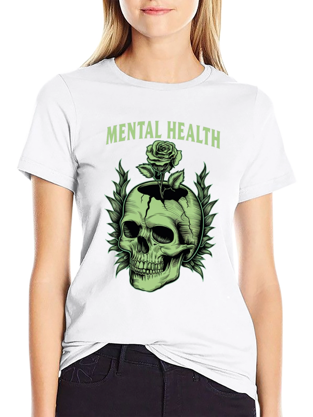 Mental Health Skull & Rose Graphic Tee