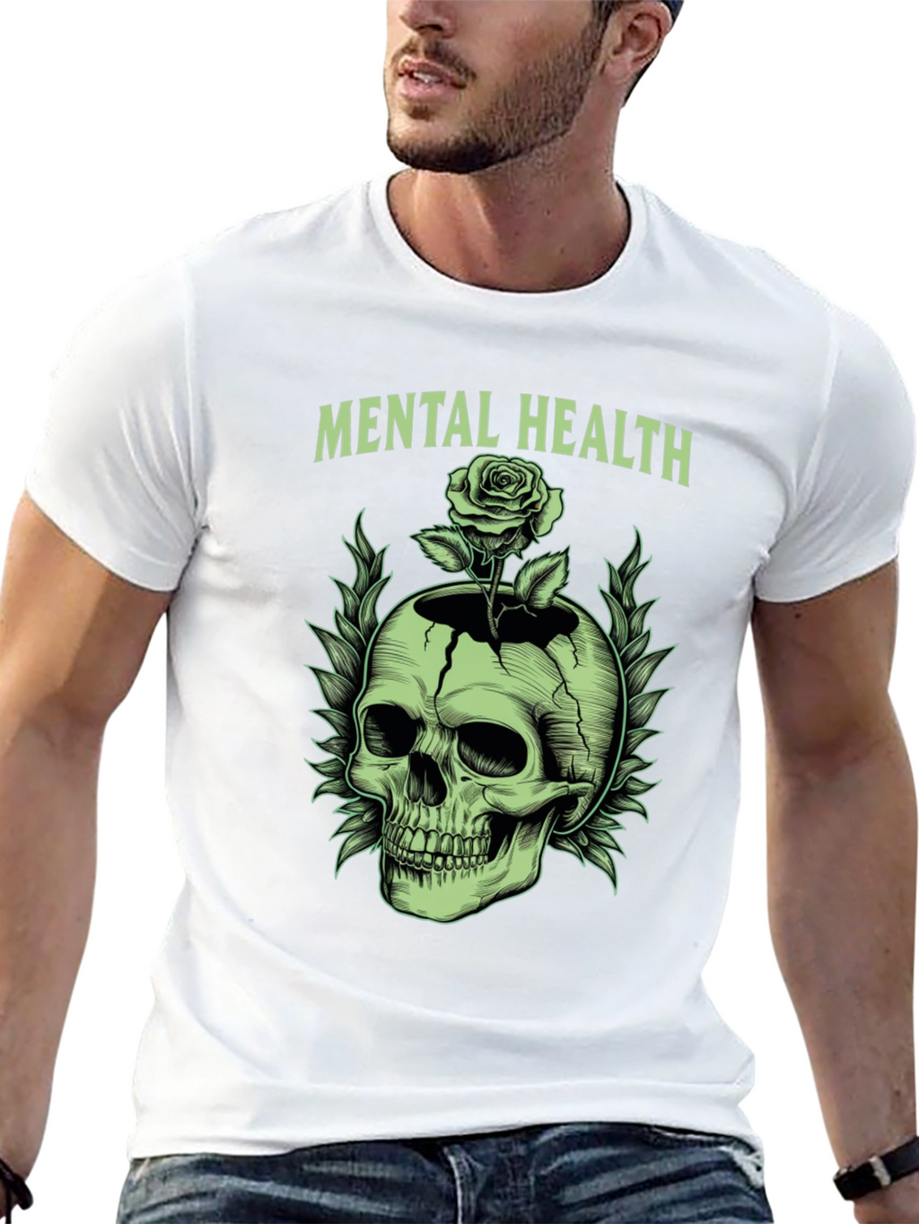 Mental Health Skull & Rose Graphic Tee