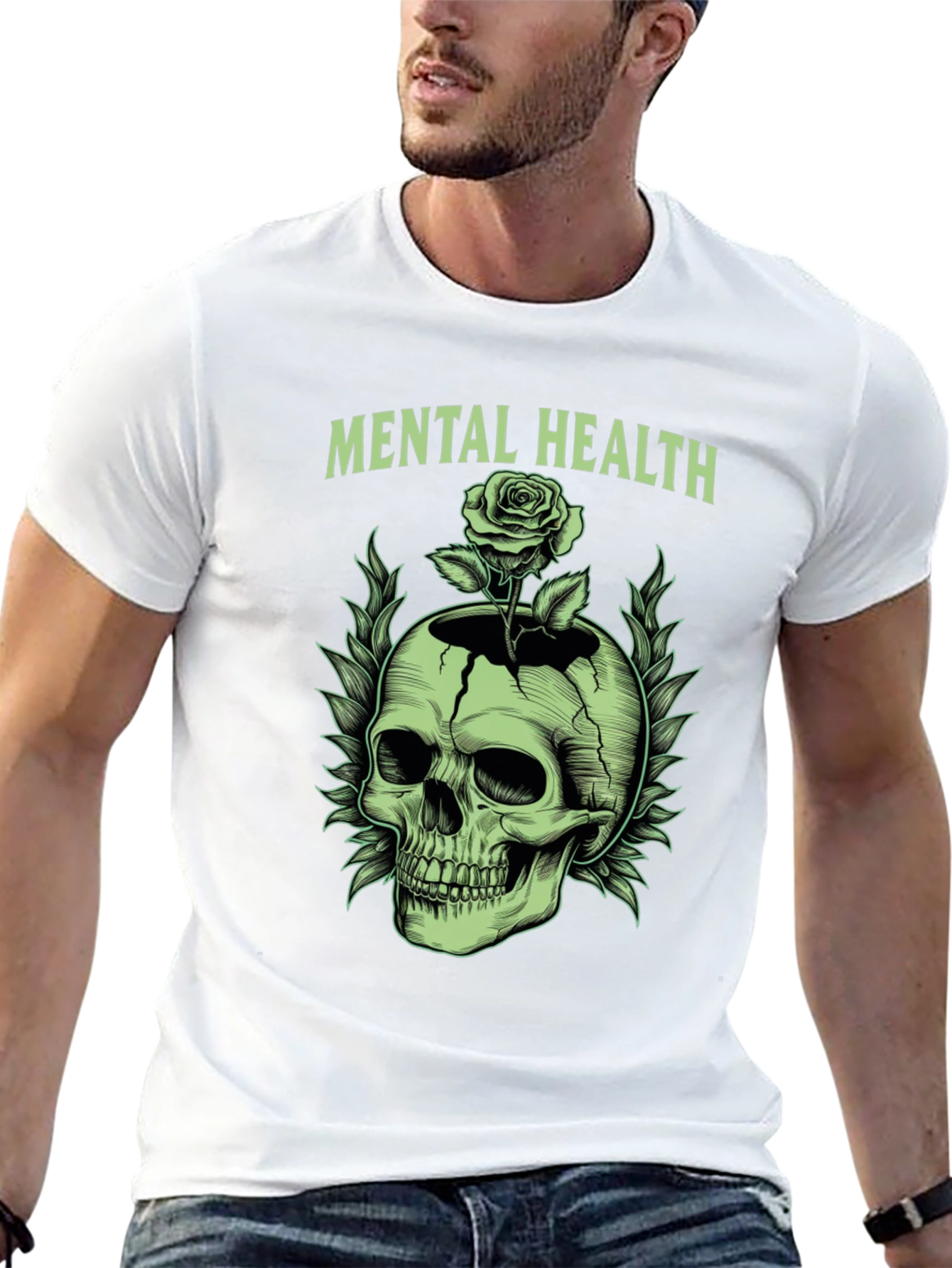 Mental Health Skull & Rose Graphic Tee