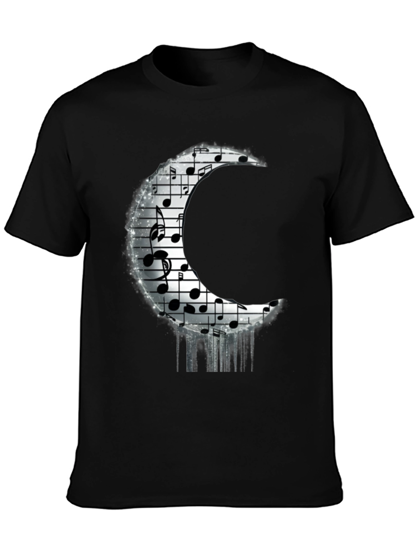 Musical Moon Graphic T-Shirt - Black