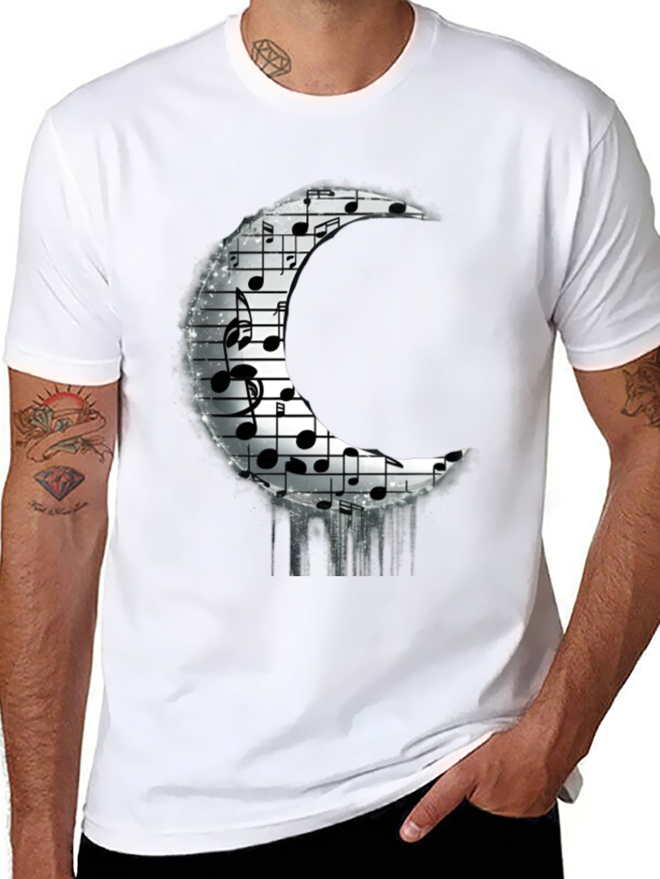 Musical Moon Graphic T-Shirt - Black