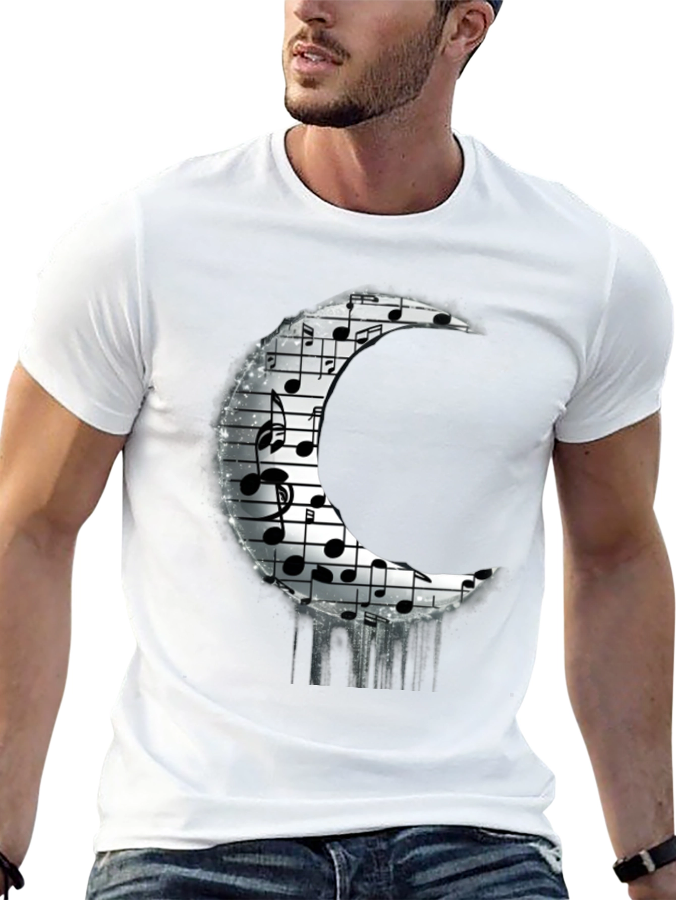 Musical Moon Graphic T-Shirt - Black