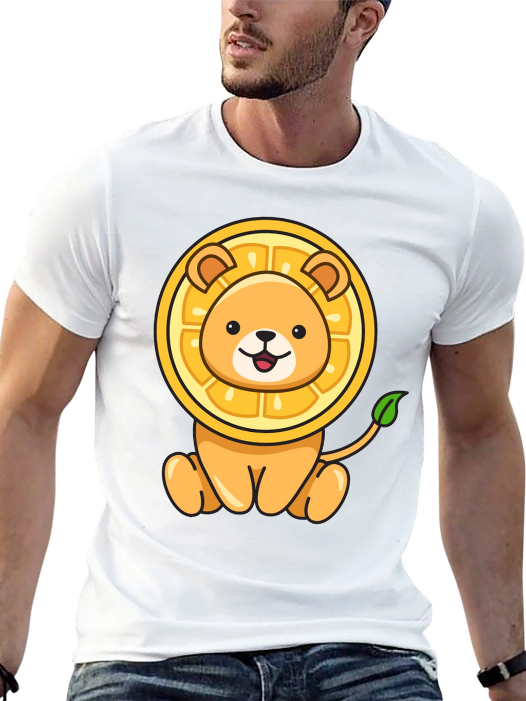 Lion-Orange Graphic Tee - Fun & Unique Design