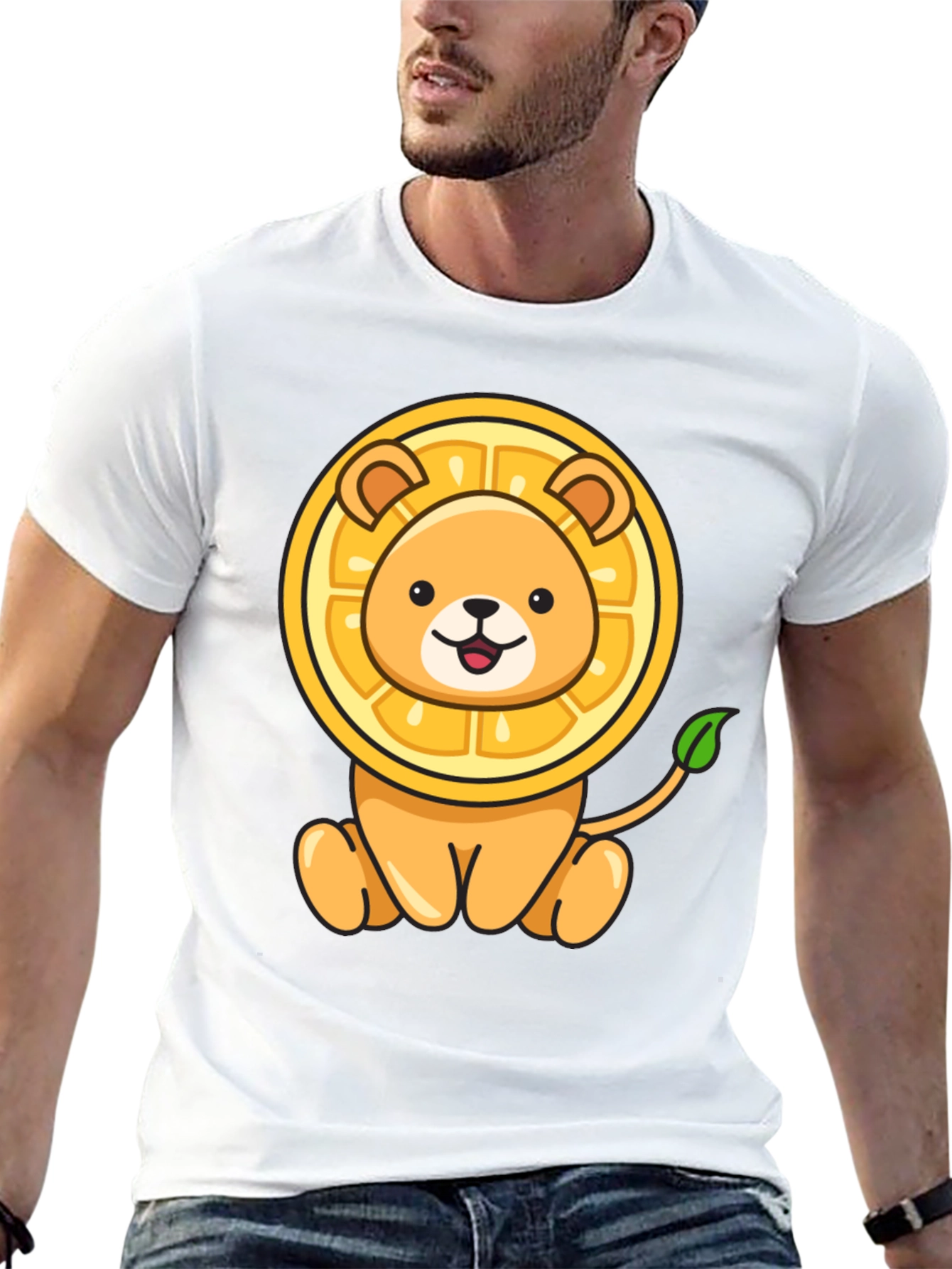 Lion-Orange Graphic Tee - Fun & Unique Design