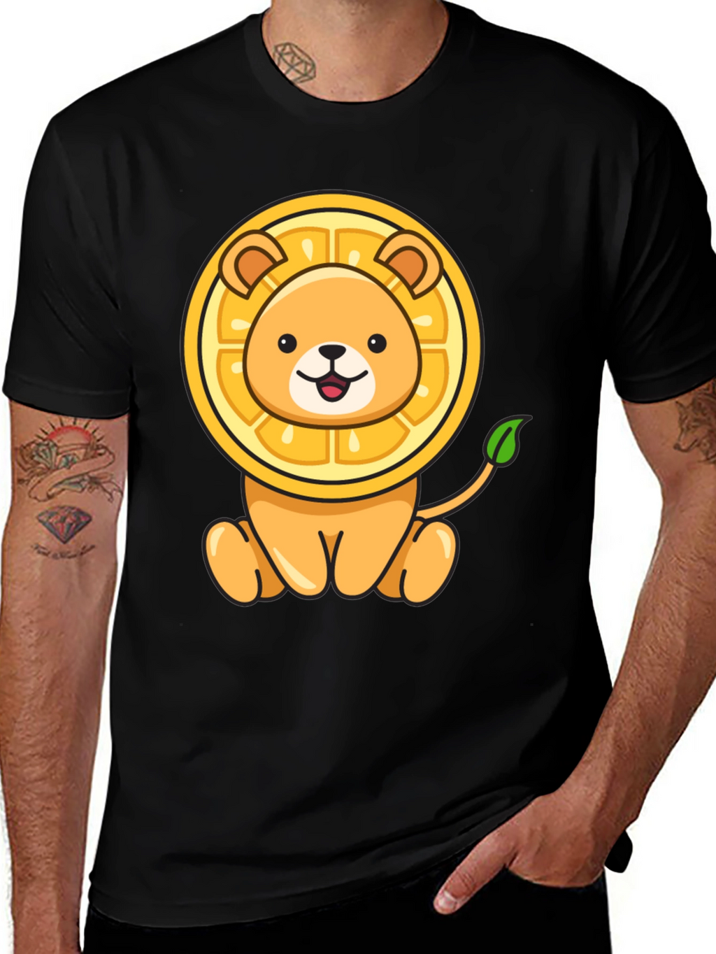 Lion-Orange Graphic Tee - Fun & Unique Design