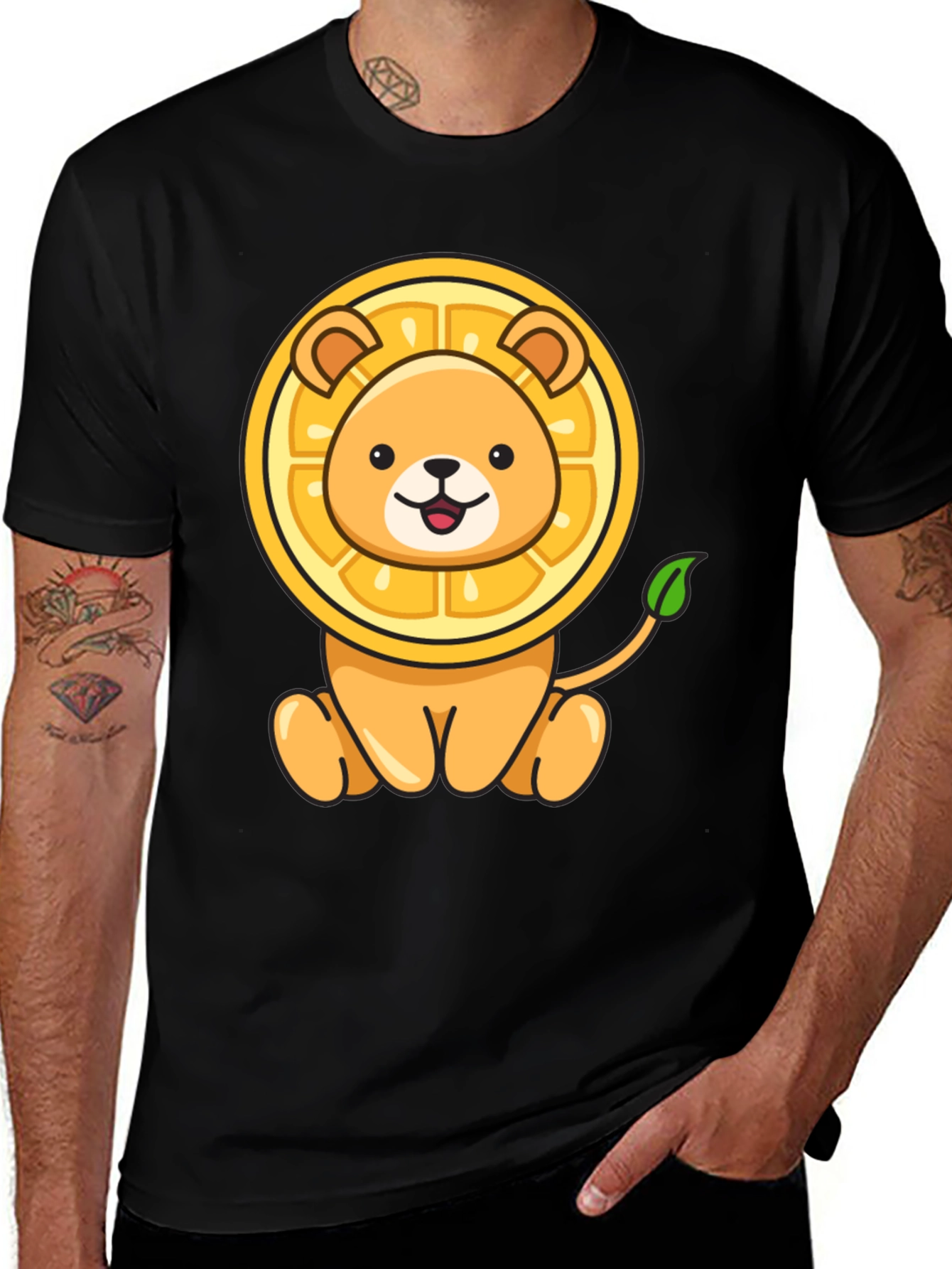 Lion-Orange Graphic Tee - Fun & Unique Design
