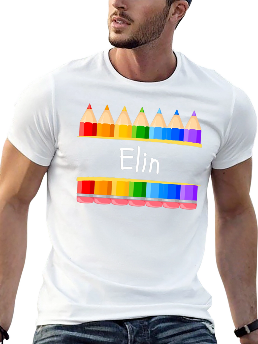 Personalized Elin Rainbow Pencils T-Shirt