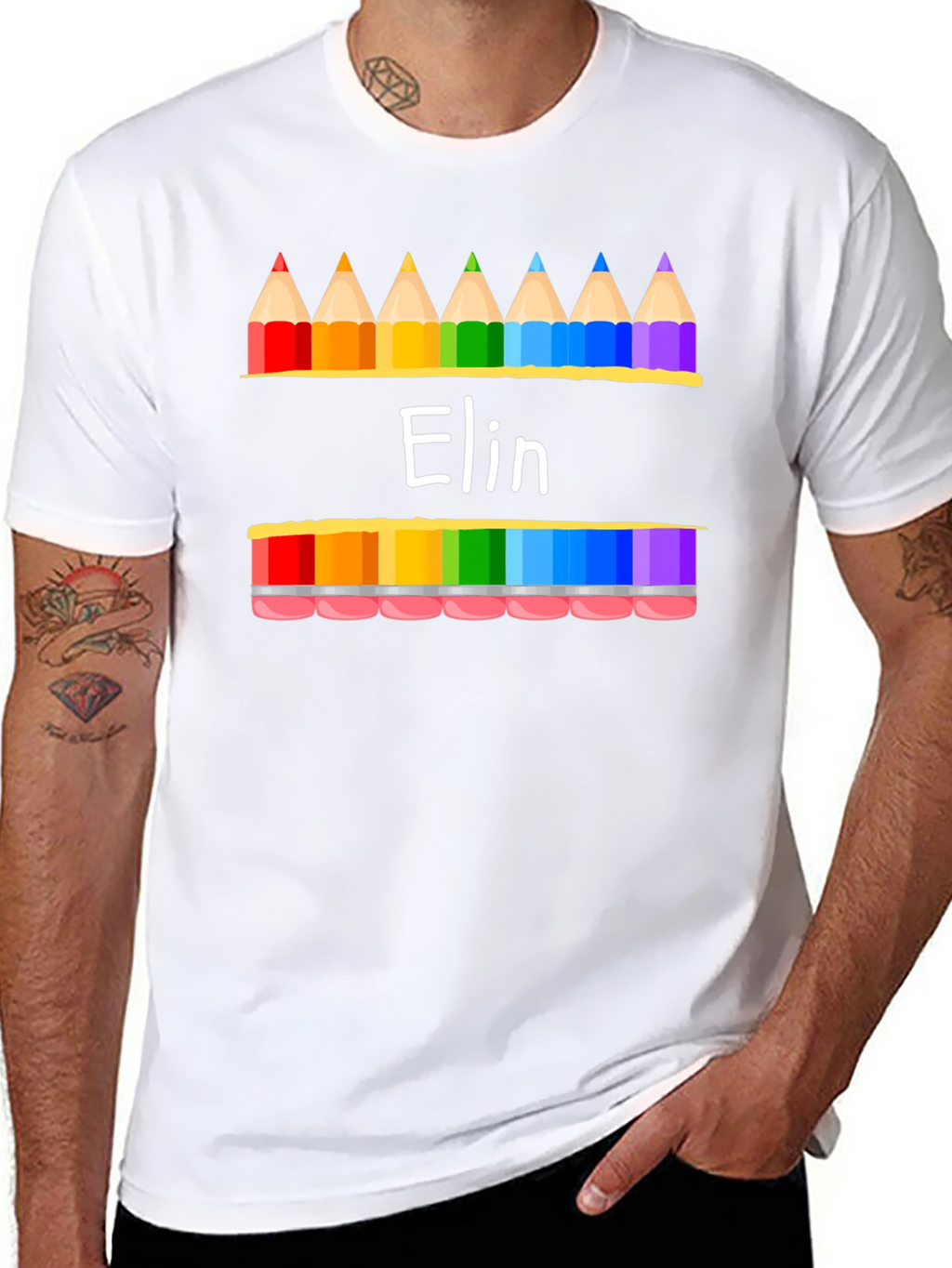 Personalized Elin Rainbow Pencils T-Shirt