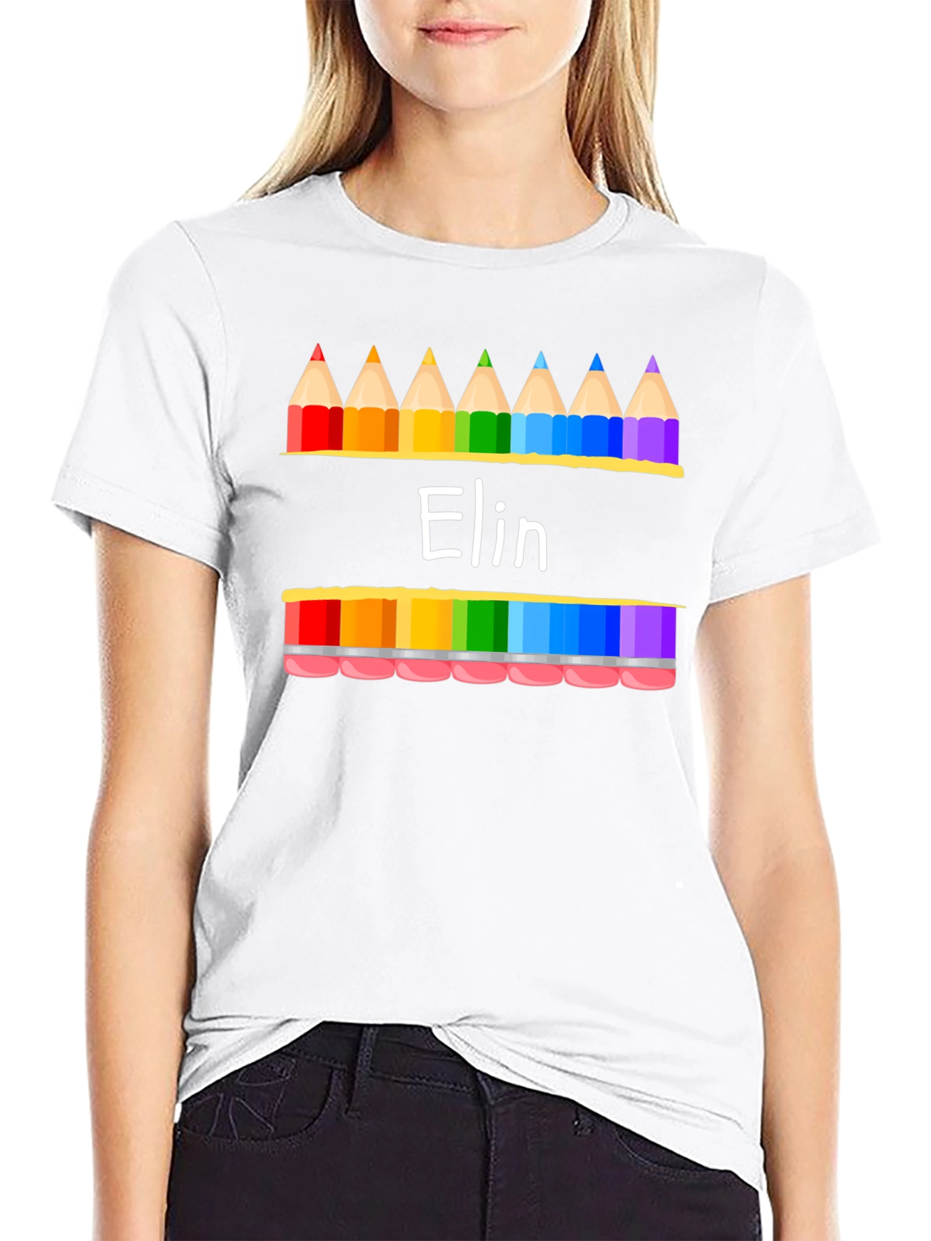 Personalized Elin Rainbow Pencils T-Shirt