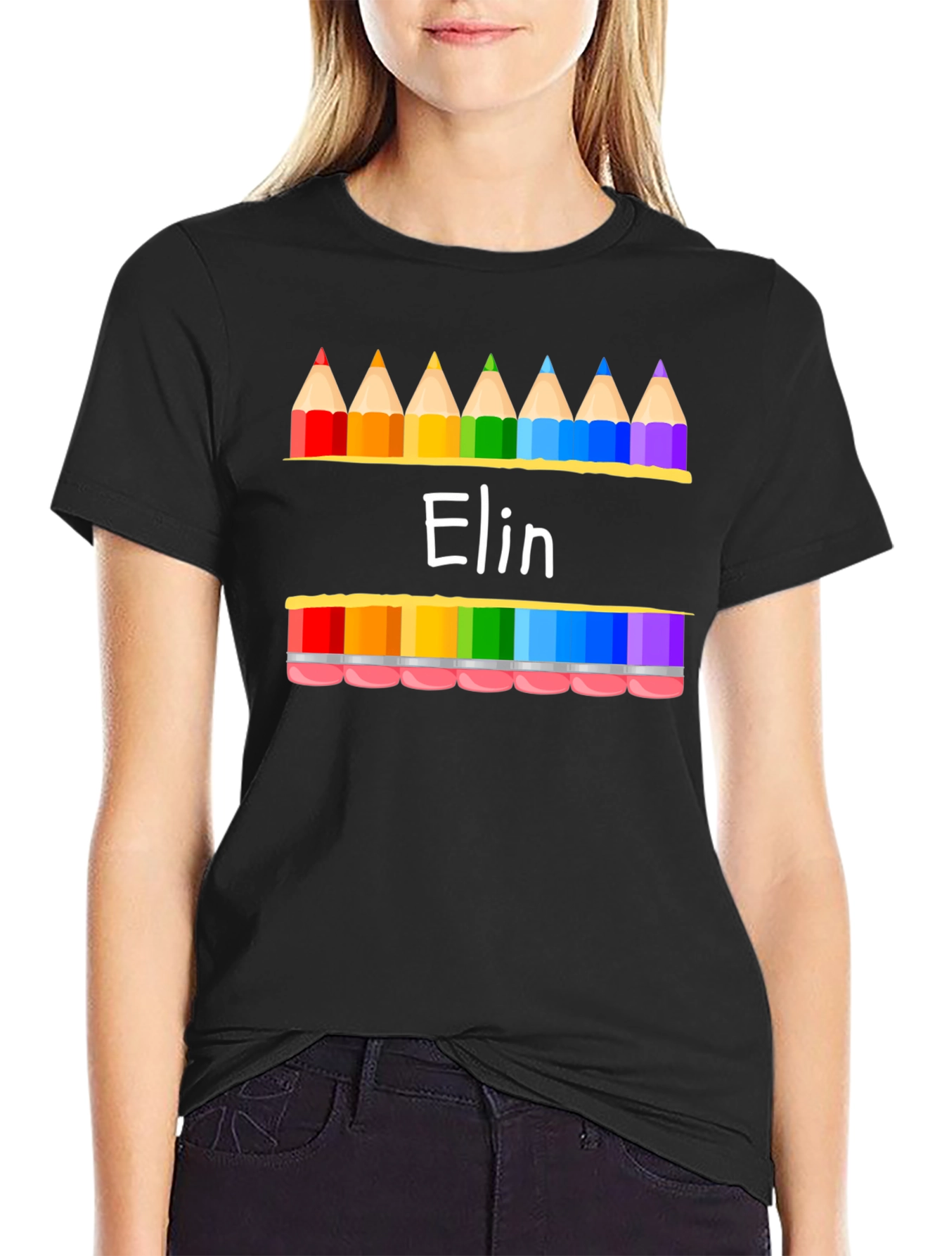 Personalized Elin Rainbow Pencils T-Shirt