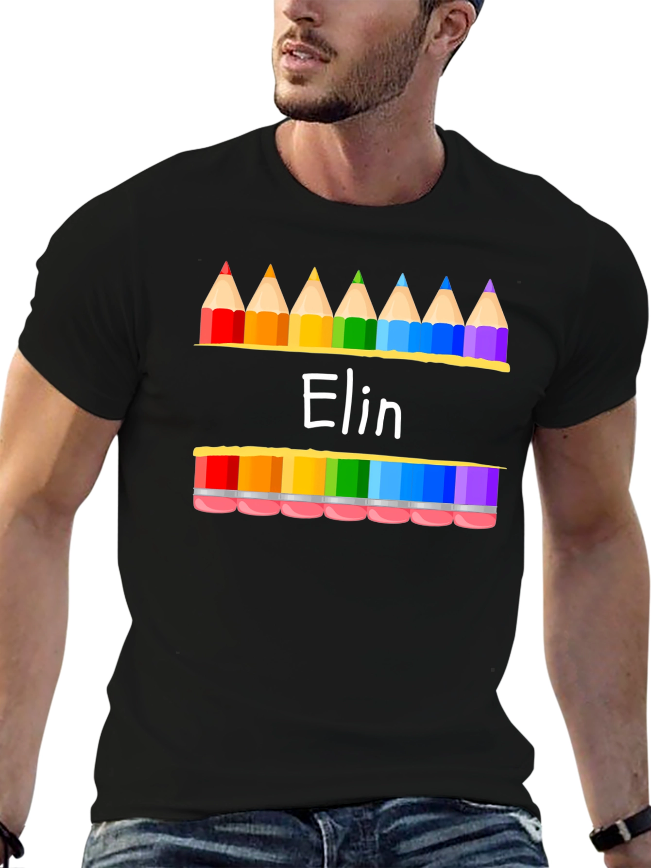 Personalized Elin Rainbow Pencils T-Shirt