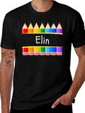 Personalized Elin Rainbow Pencils T-Shirt