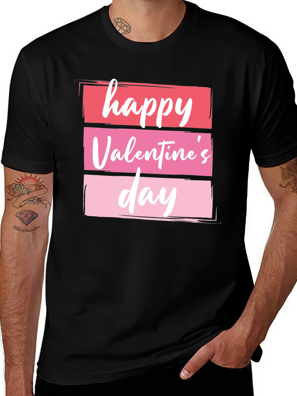 Happy Valentines Day Graphic Tee - Black