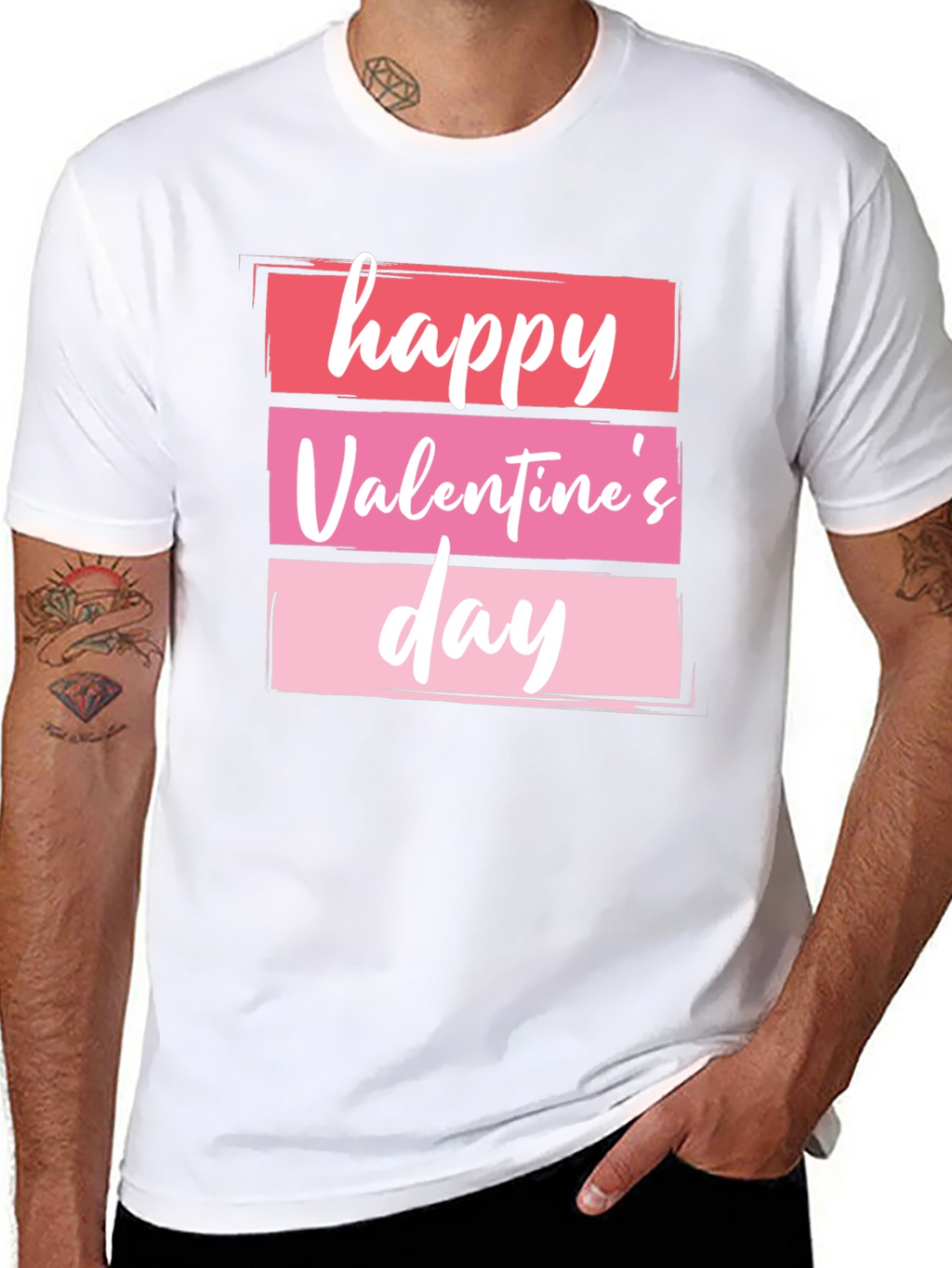 Happy Valentines Day Graphic Tee - Black