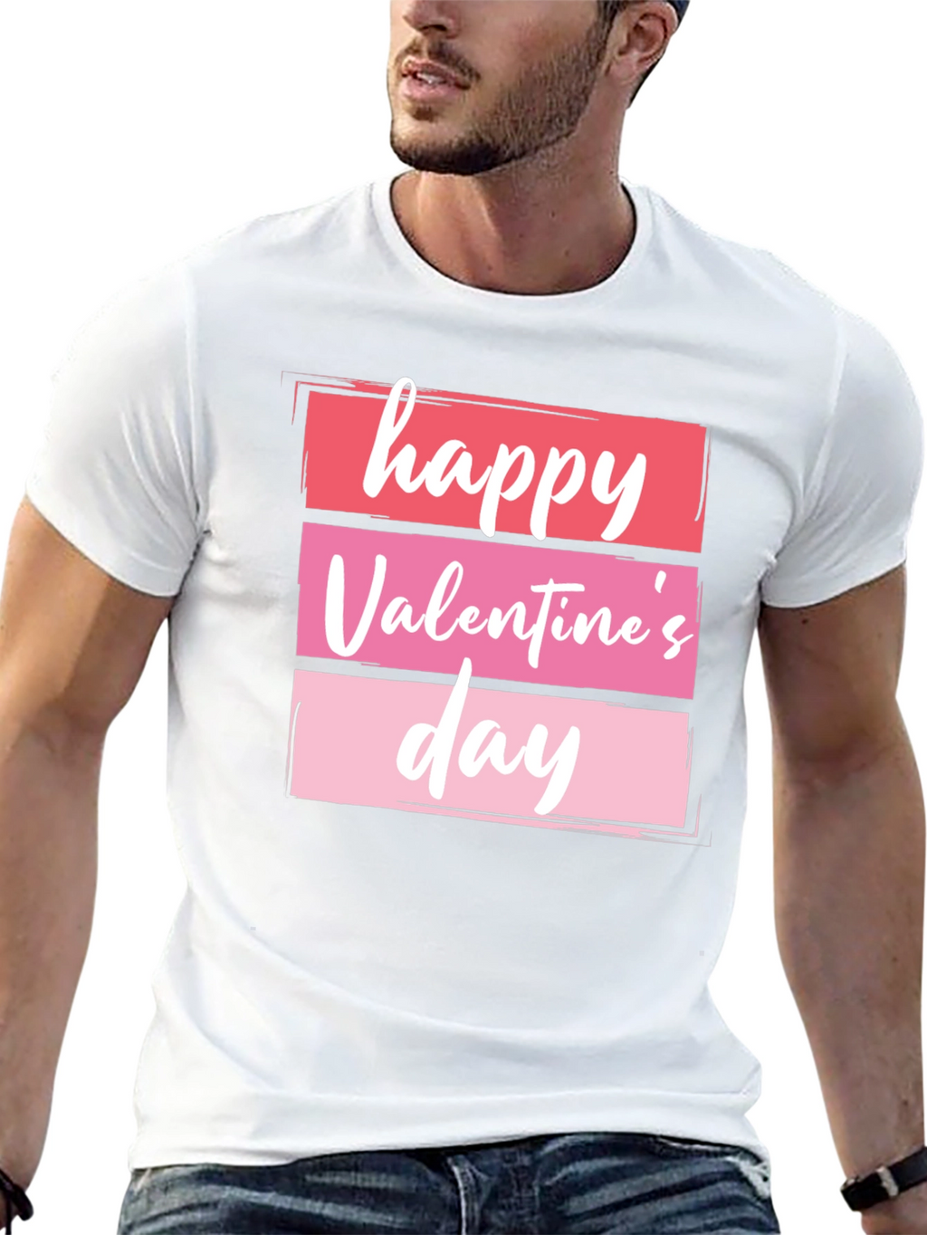 Happy Valentines Day Graphic Tee - Black