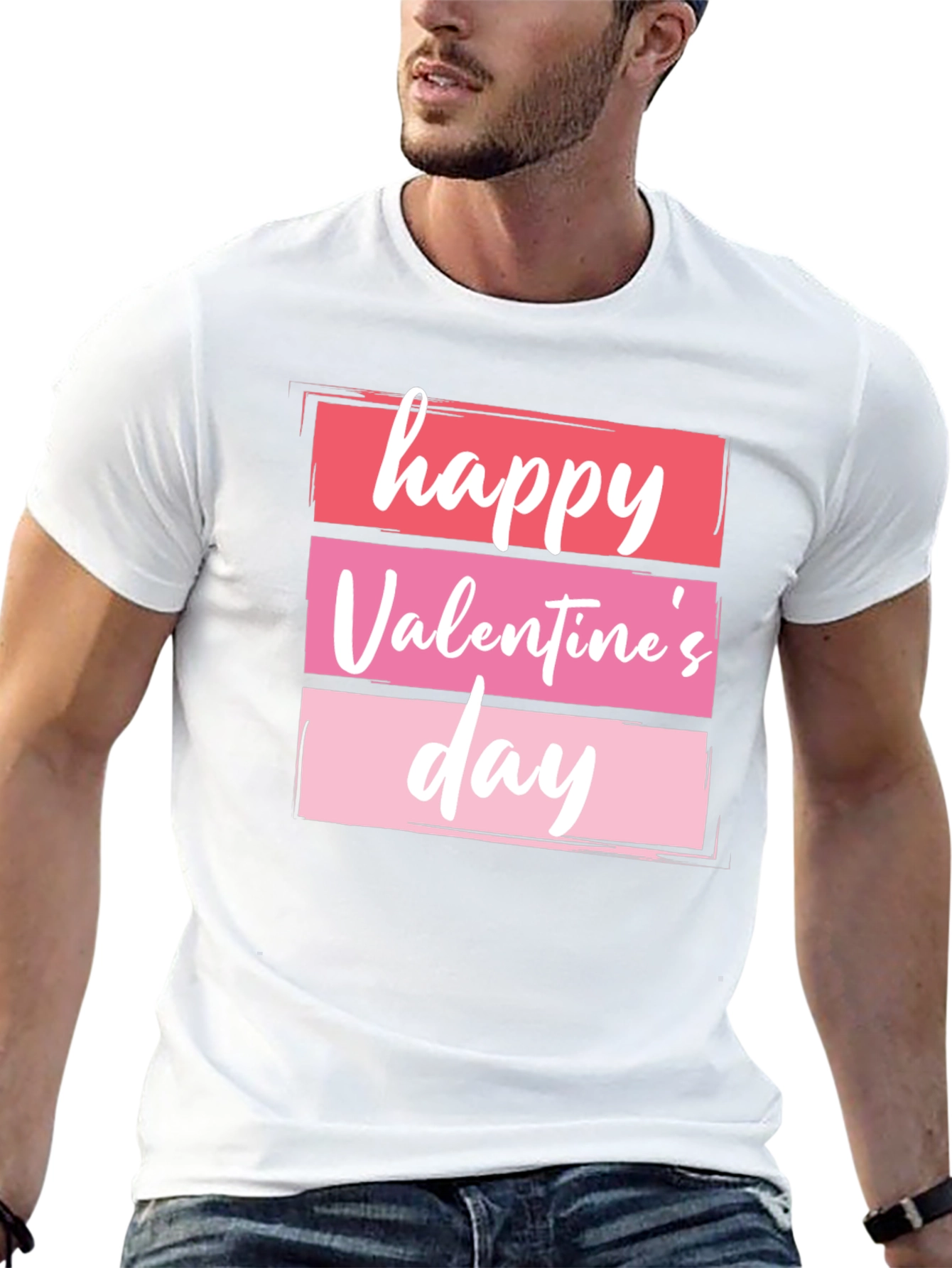 Happy Valentines Day Graphic Tee - Black