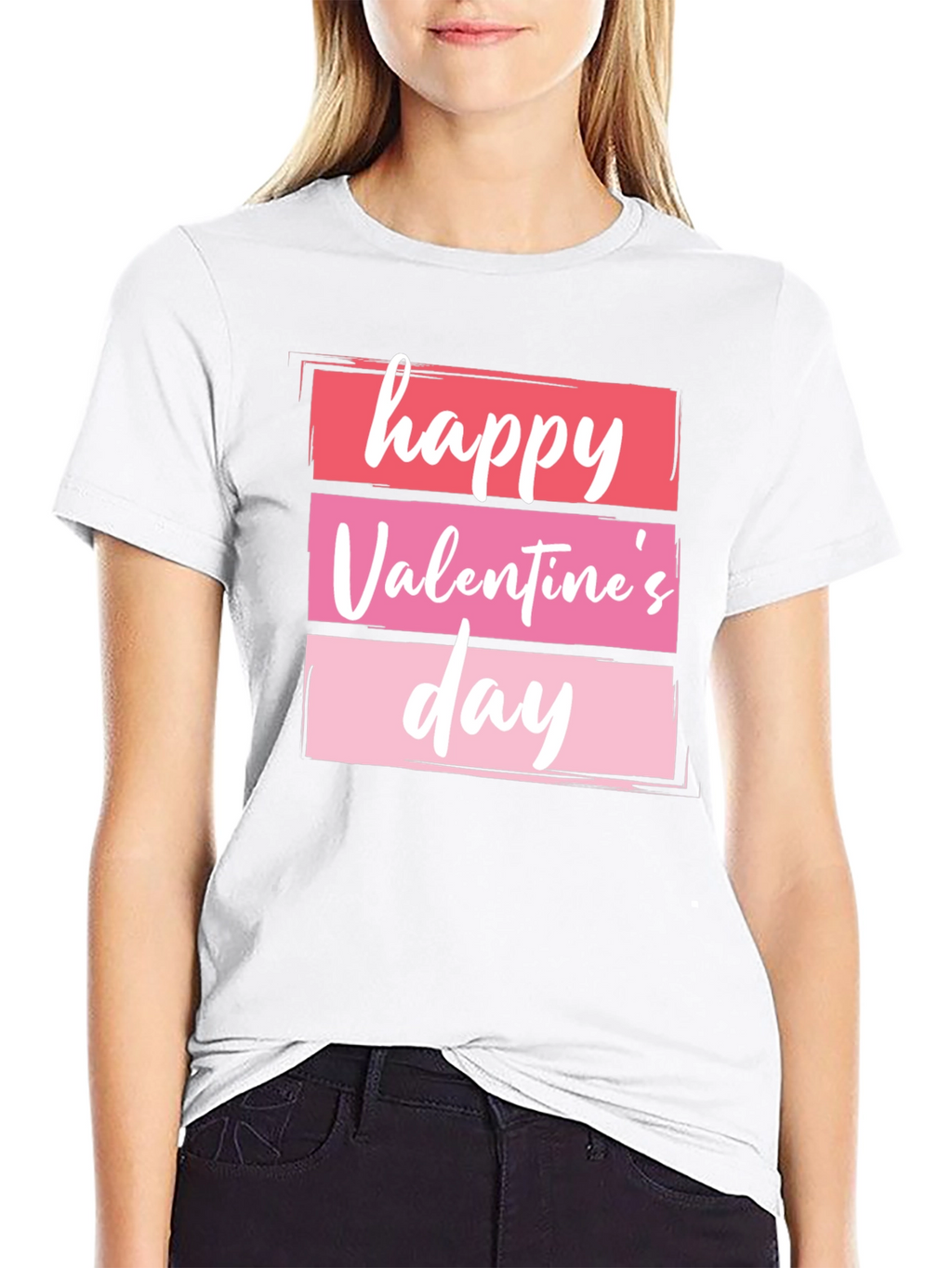 Happy Valentines Day Graphic Tee - Black