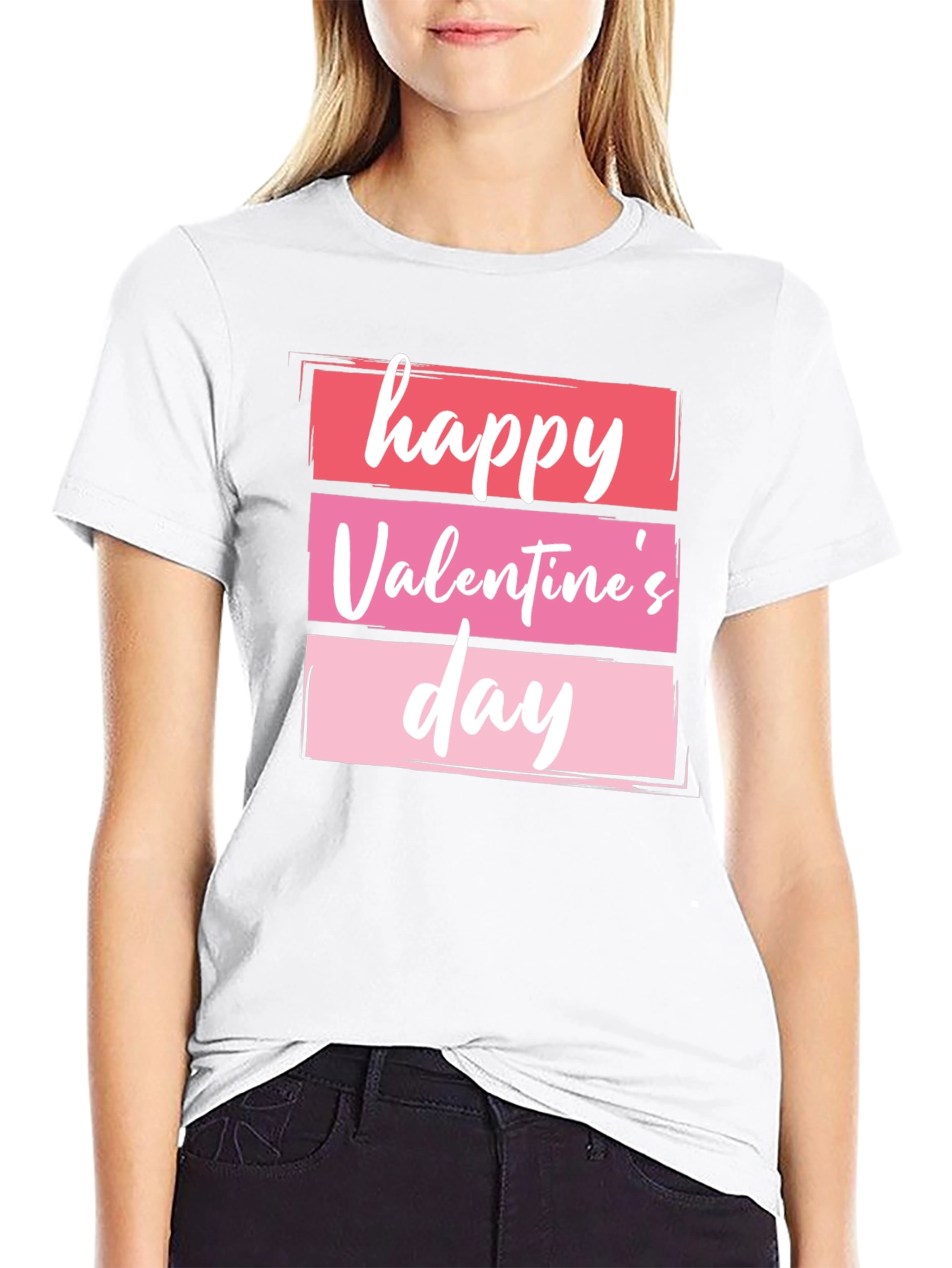 Happy Valentines Day Graphic Tee - Black