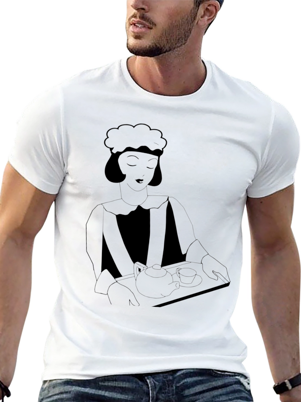 Art Deco Waitress Black T-Shirt