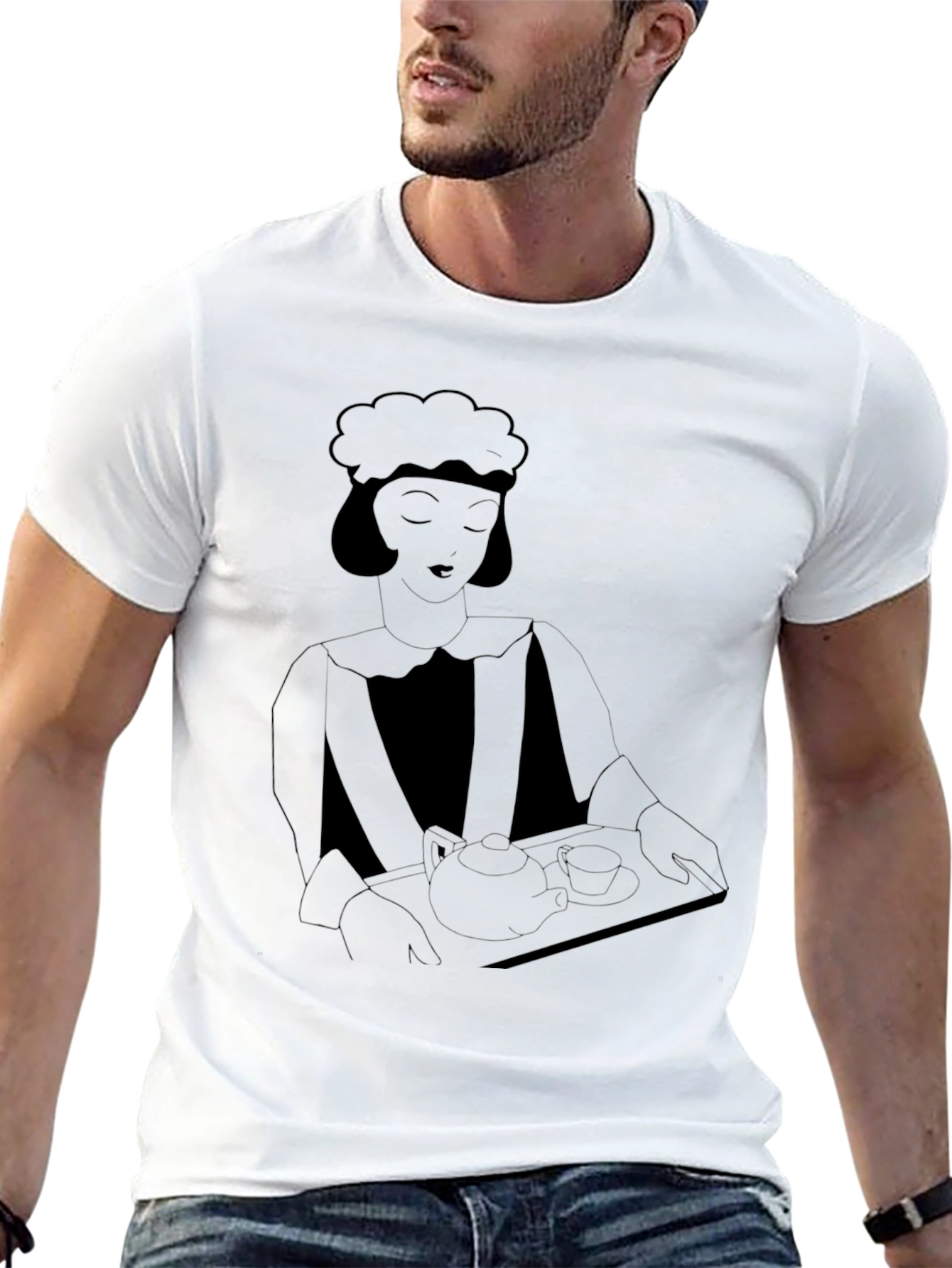 Art Deco Waitress Black T-Shirt