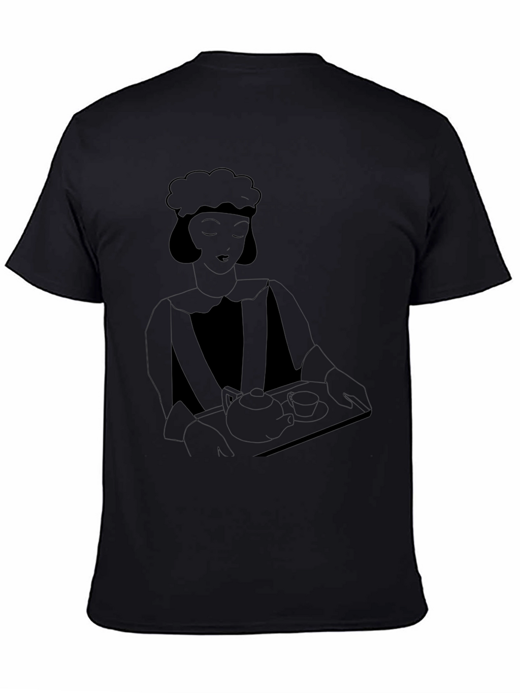 Art Deco Waitress Black T-Shirt
