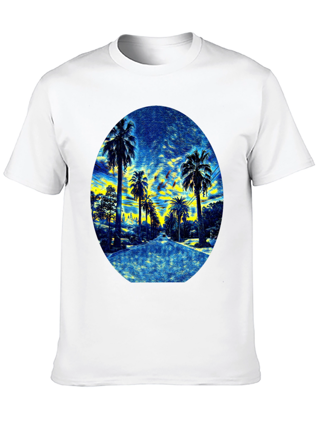 Palm Tree Graphic Print Black T-Shirt