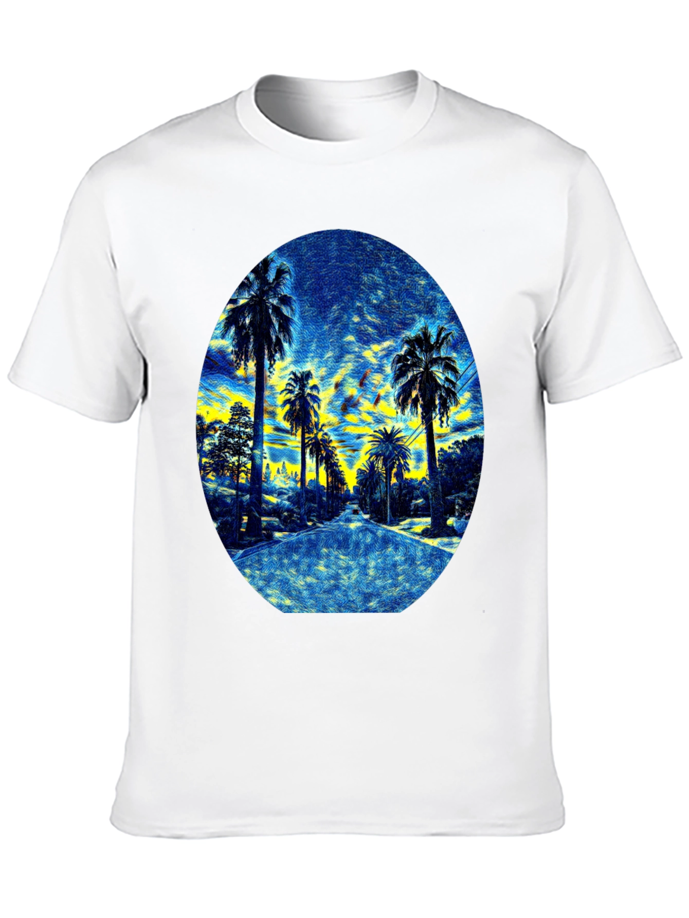 Palm Tree Graphic Print Black T-Shirt